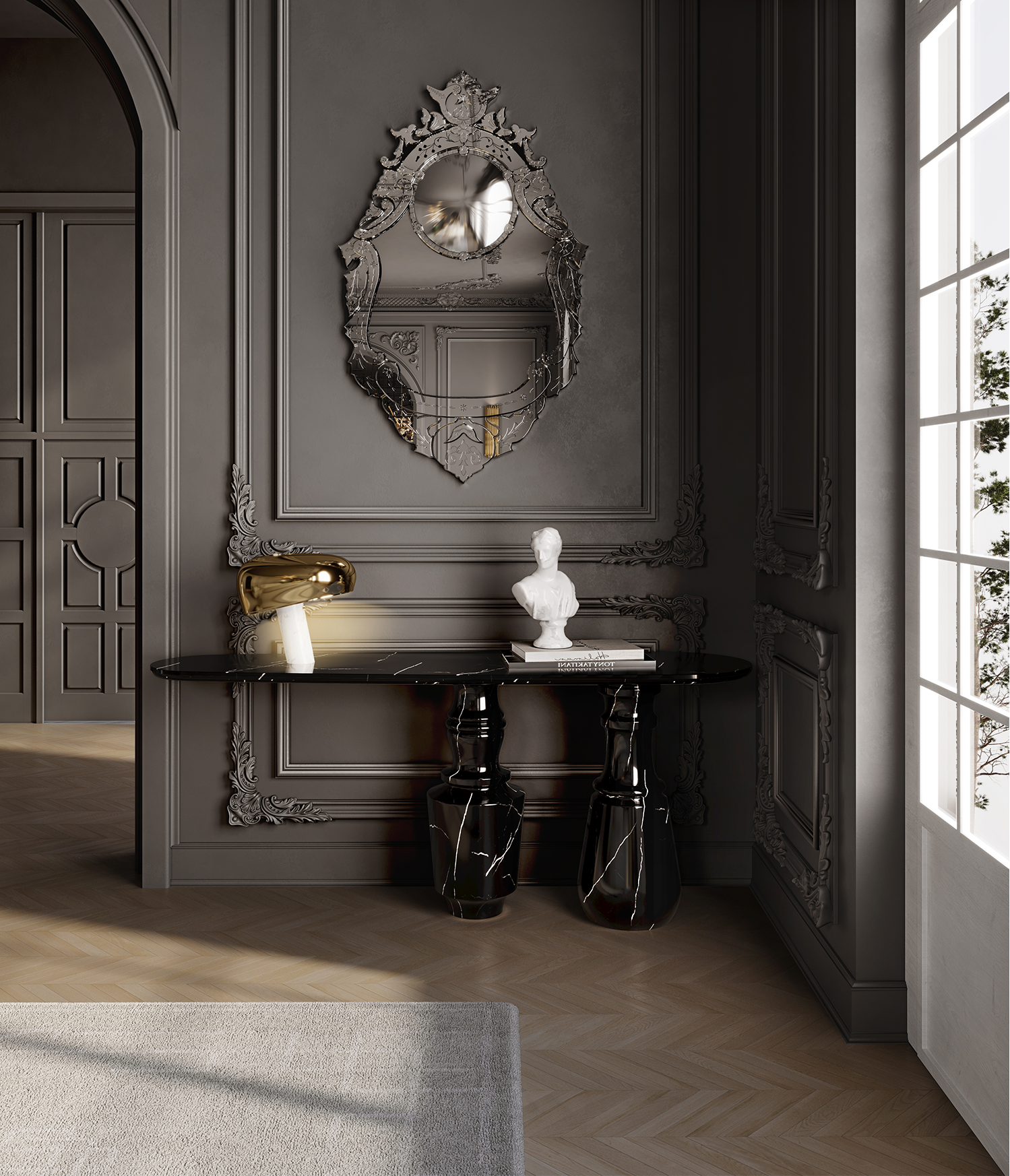 Obsidian Nero Marquina console