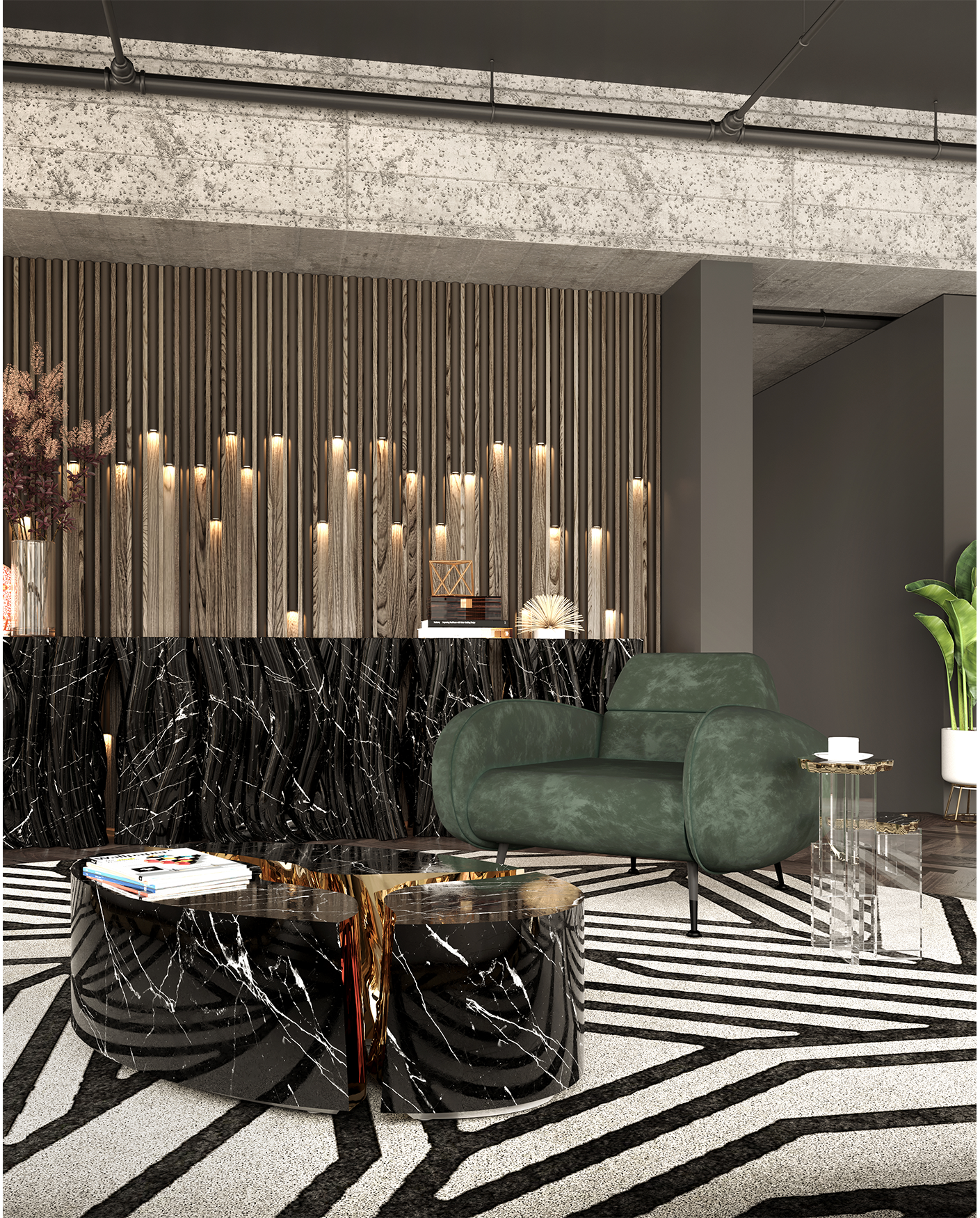 Monochrome faux-marmer premium dressoir