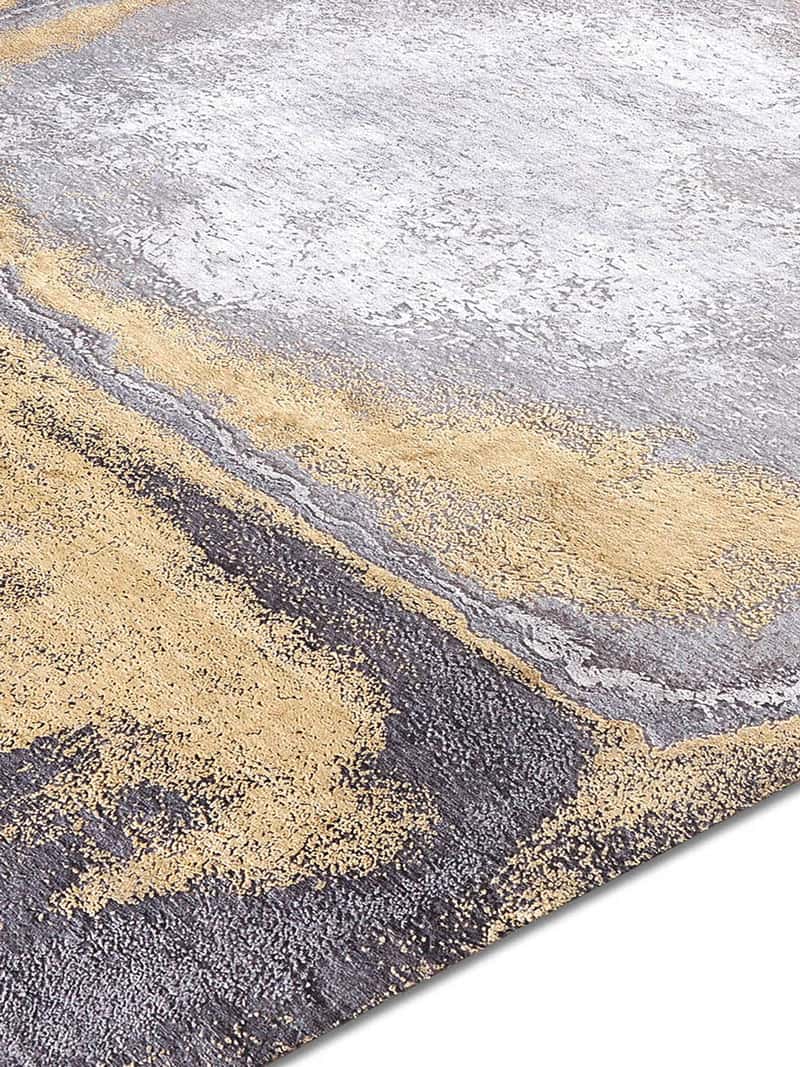 Gold on Grey handgeweven tapijt | Maat: 183 × 274 cm
