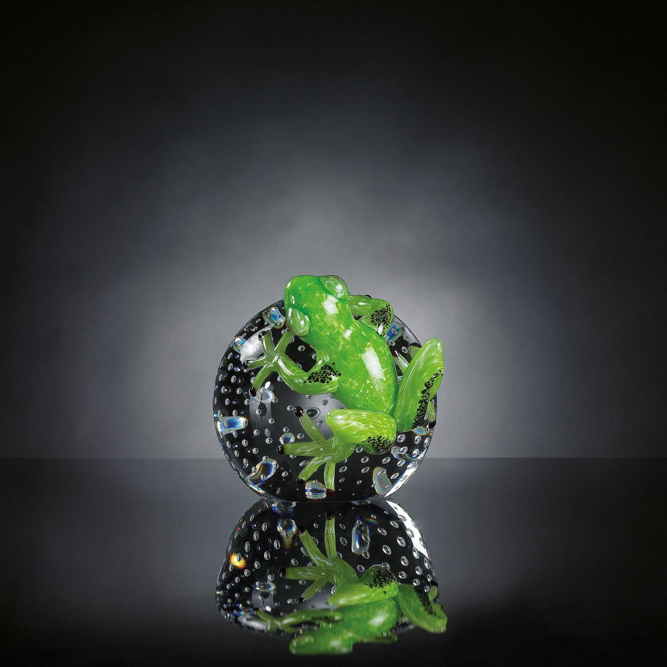 Kikker op bol groene figuur