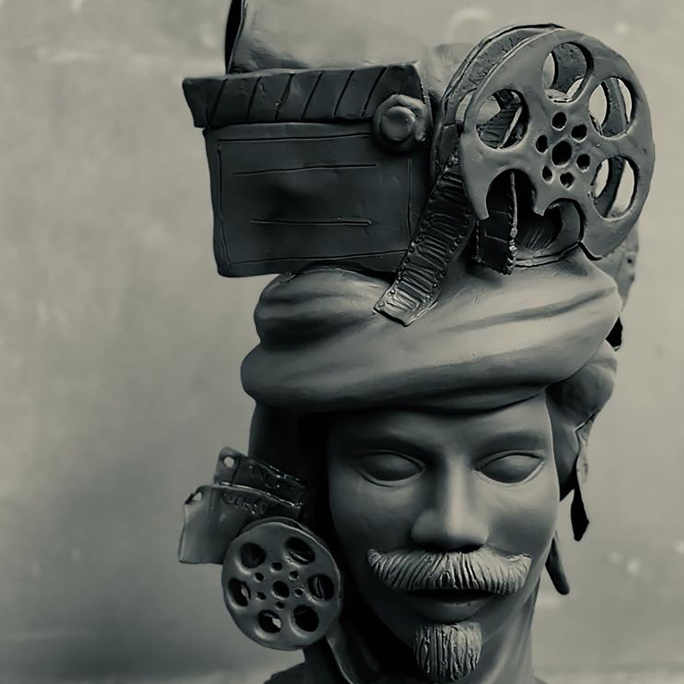 Moor's Head grijze matte sculptuur
