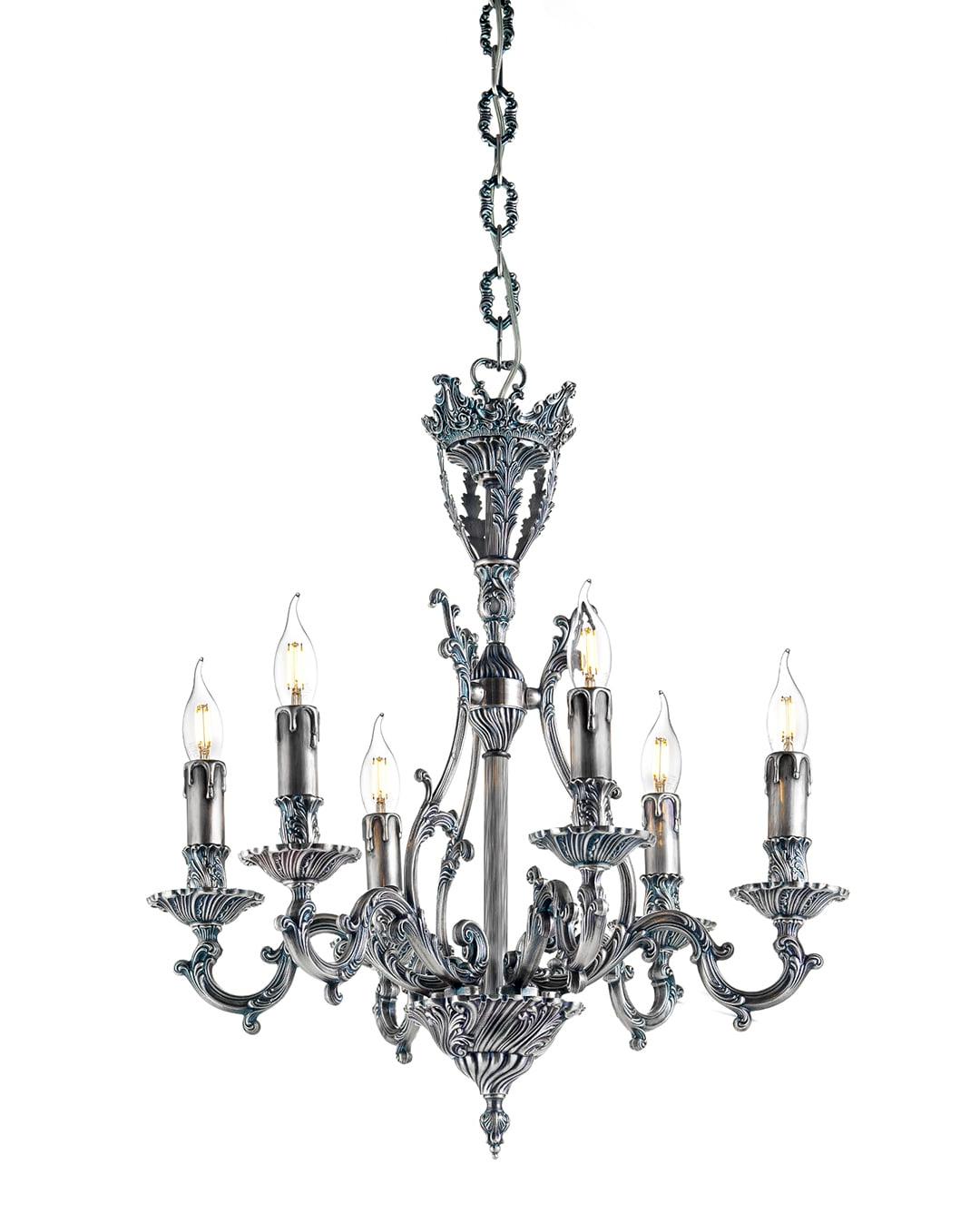 Klassieke Kroonluchter in Blauw Zilver Afwerking