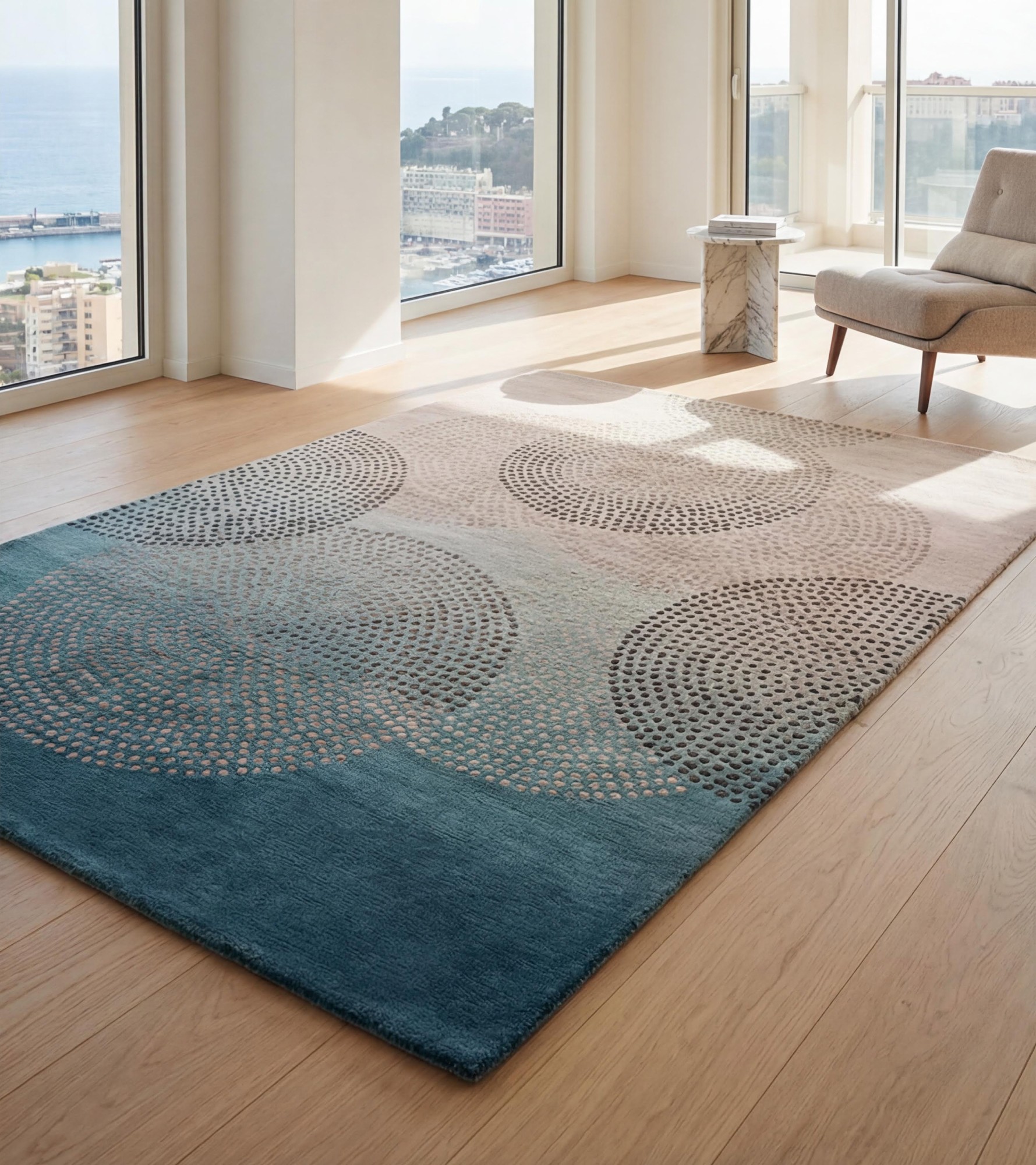 Misty Circles handgemaakt vloerkleed