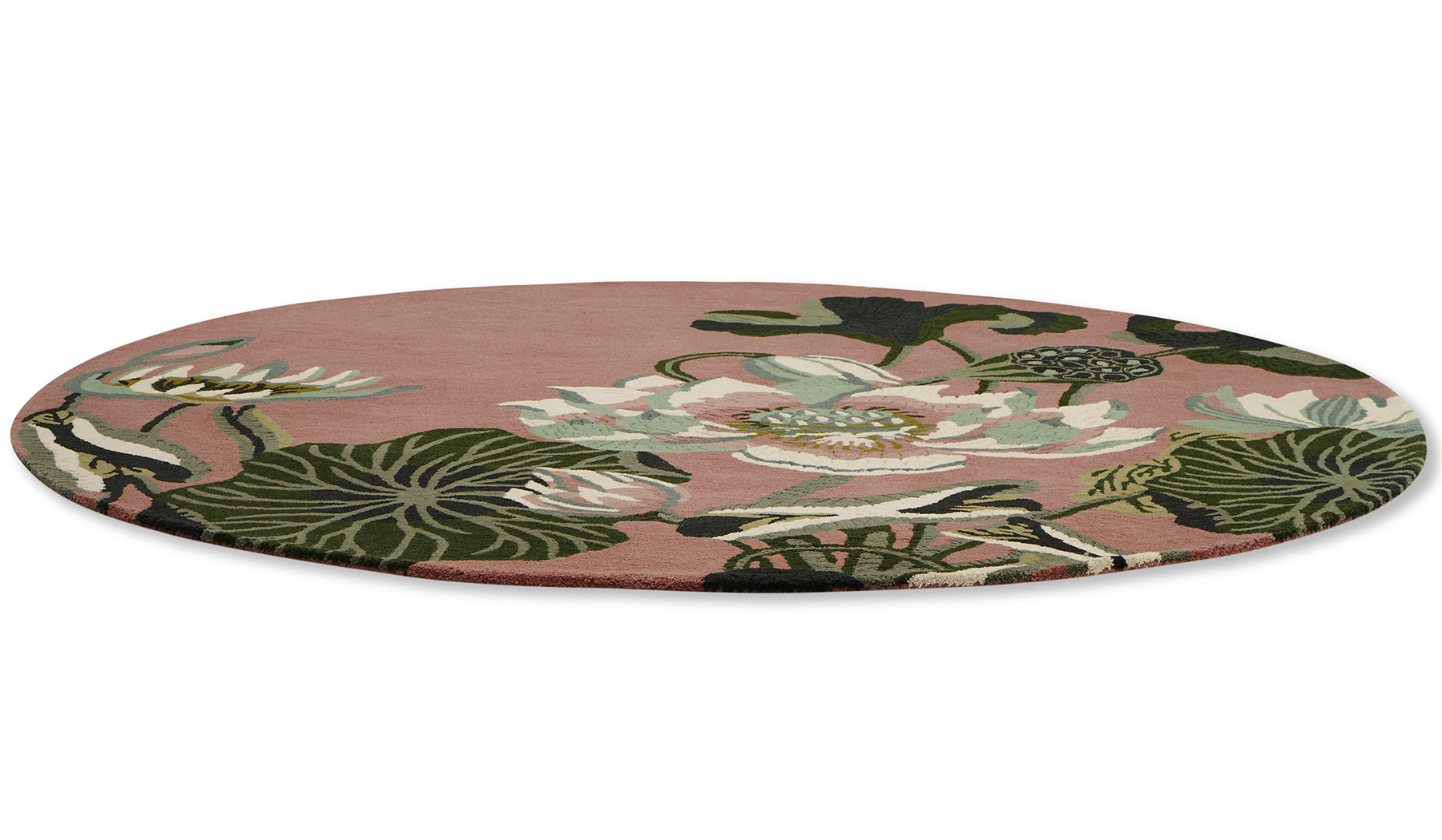 Waterlily dusty rose cirkel tapijt | Maat: Ø 150 cm