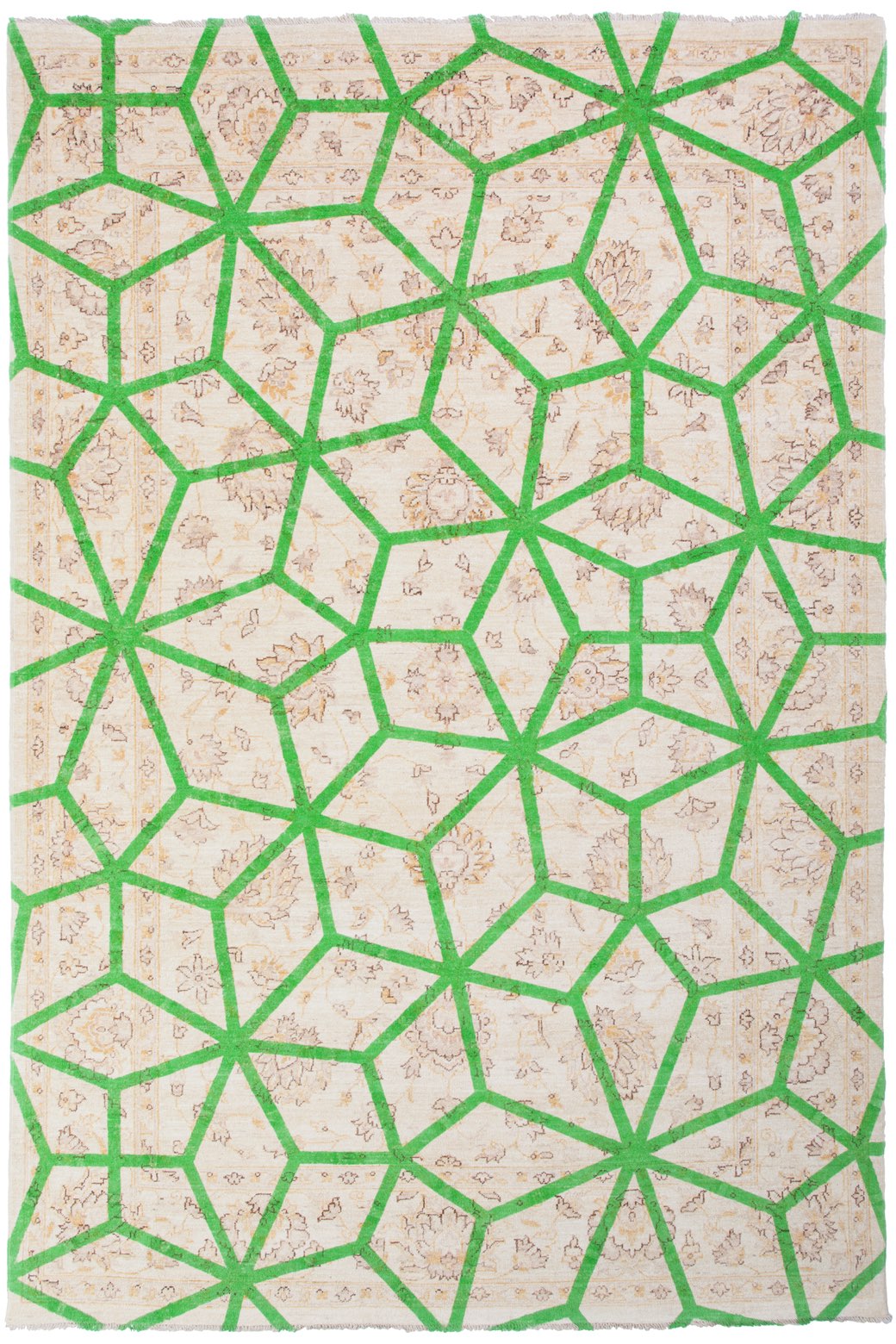 Dubbele laag groen designer vloerkleed