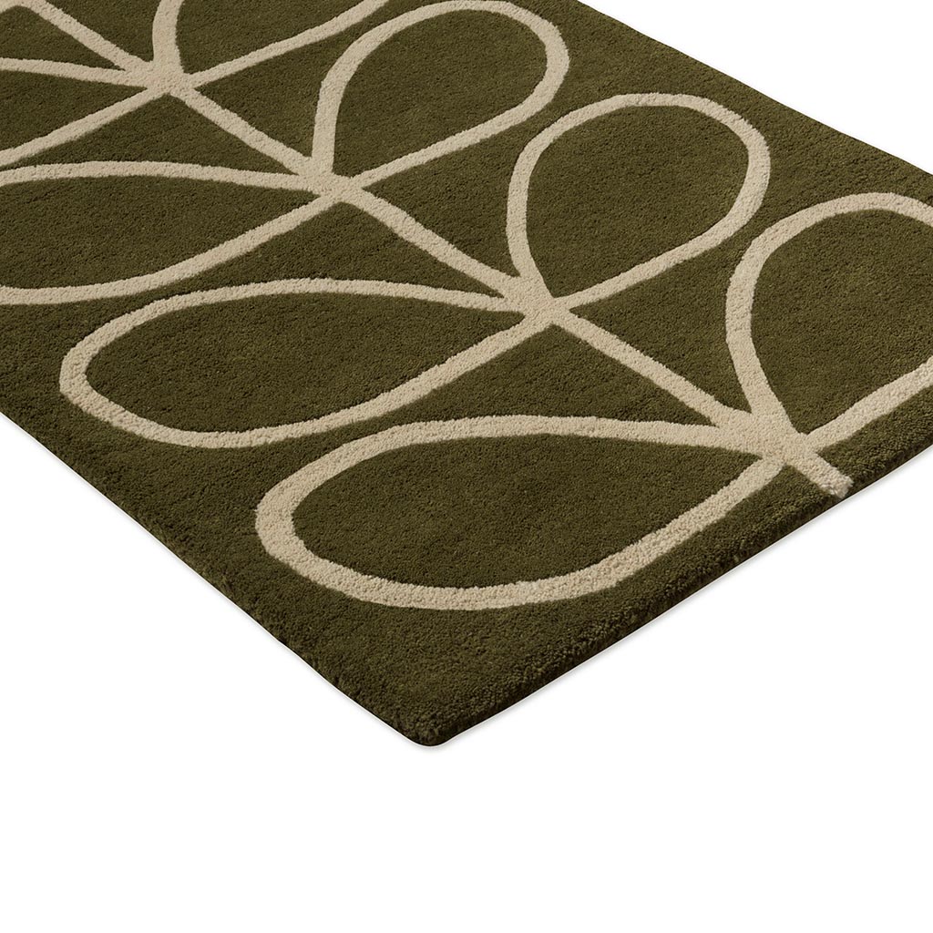 Linear Stem Runner Olive vloerkleed