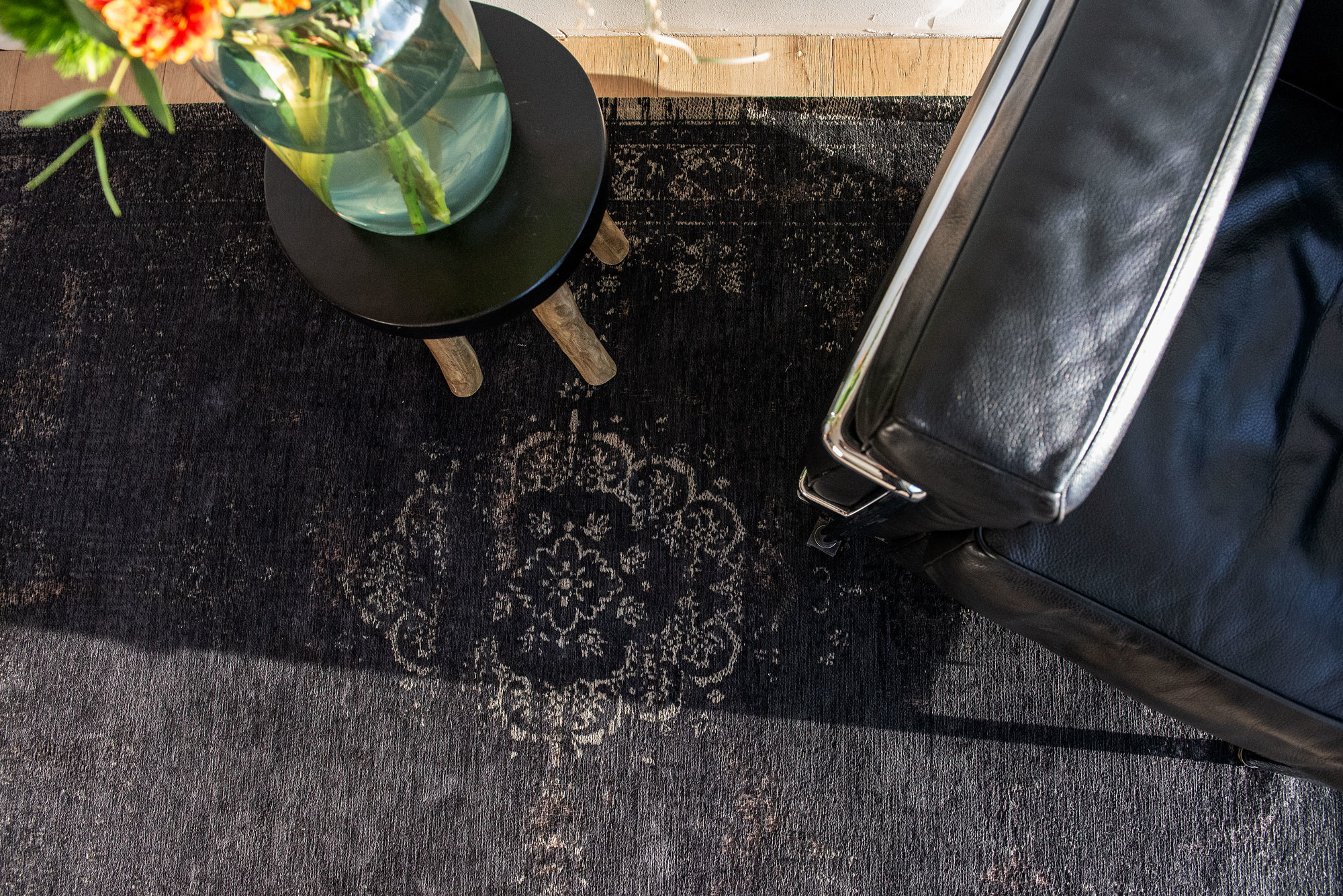 Vintage Style Mineral Black tapijt | Maat: 200 × 280 cm