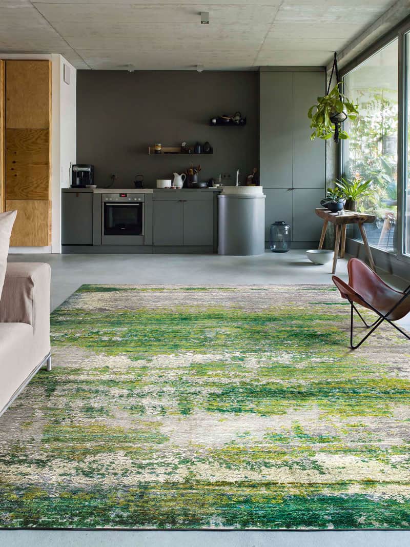 Green handgemaakte luxe vloerkleed