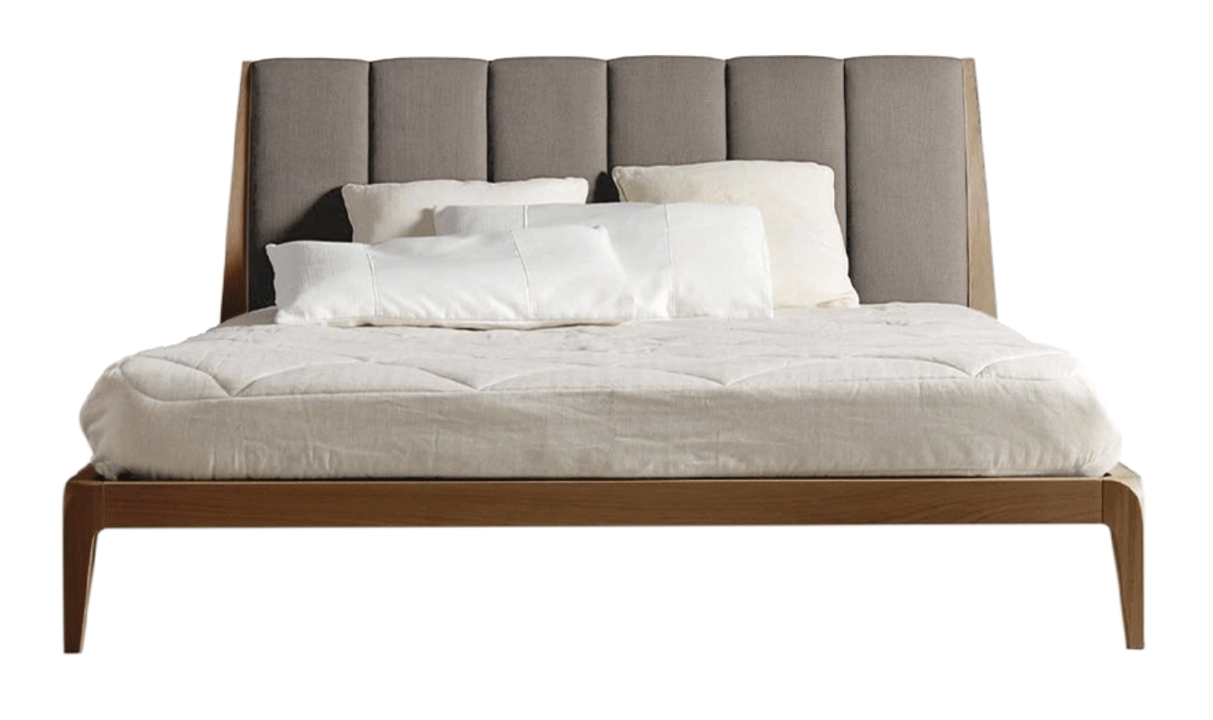 Verso Nord modern bed | Afwerking: Natural solid walnut | Bekleding: Linen UNICO NF184 07