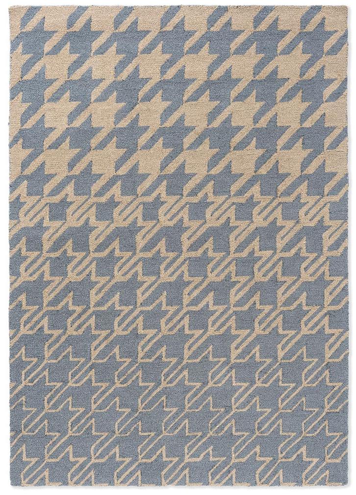 Houndstooth gewassen blauw outdoor tapijt | Maat: 250 × 350 cm