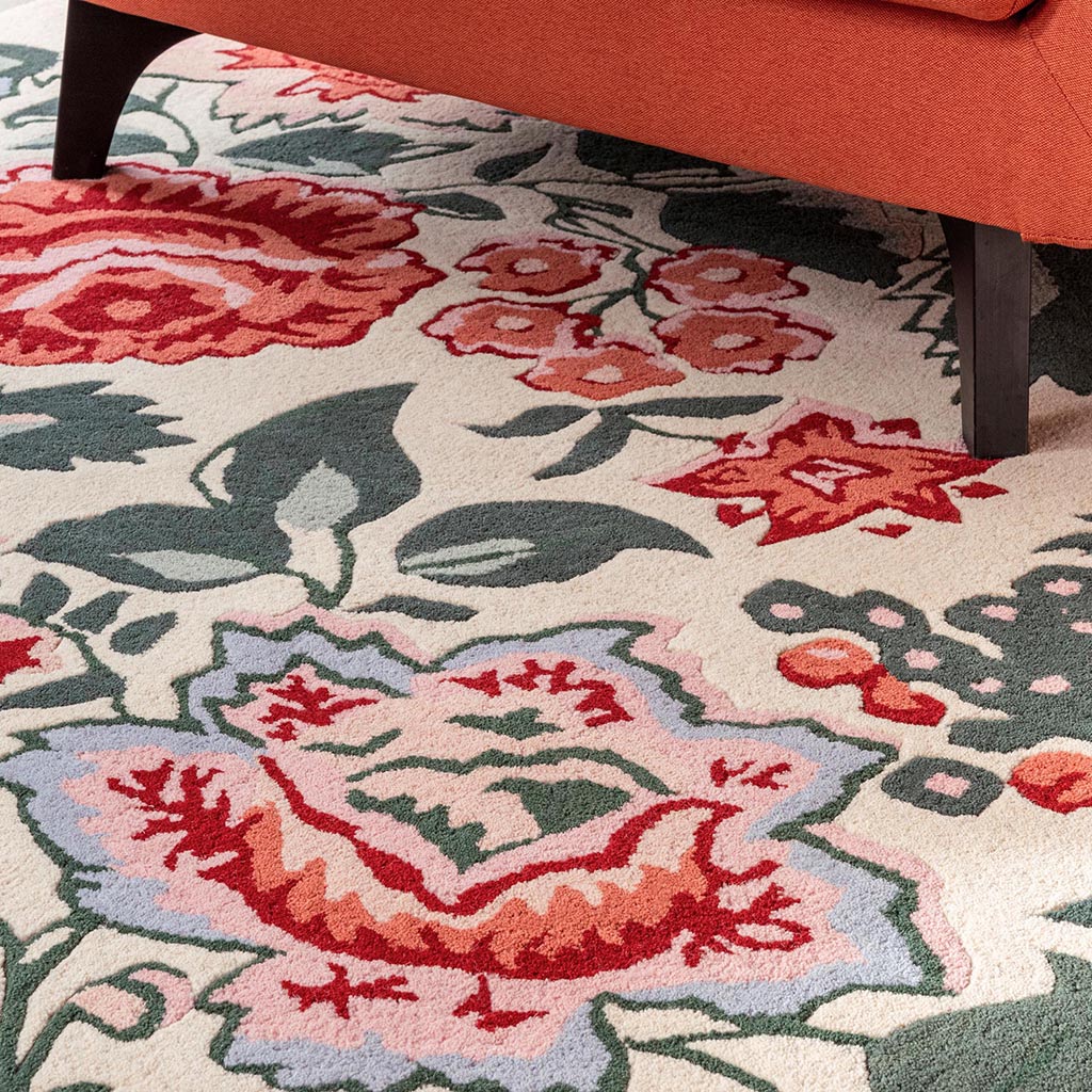 Wendling floral klaproosrood tapijt | Maat: 170 × 240 cm