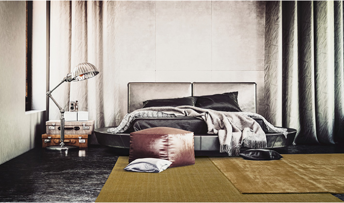 Effen viscose Gold tapijt