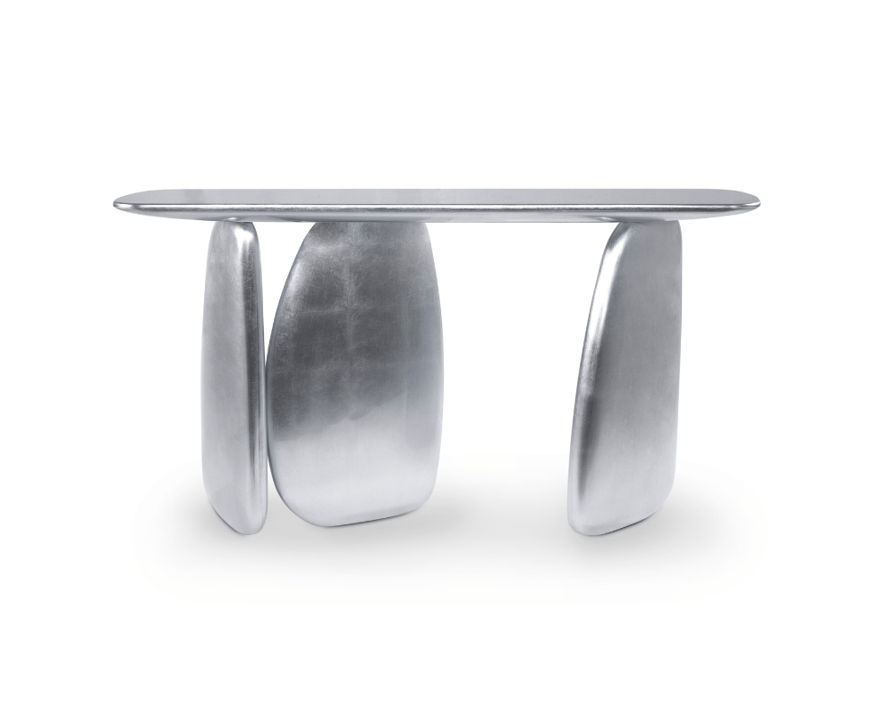 Sculpturale zilveren consoletafel