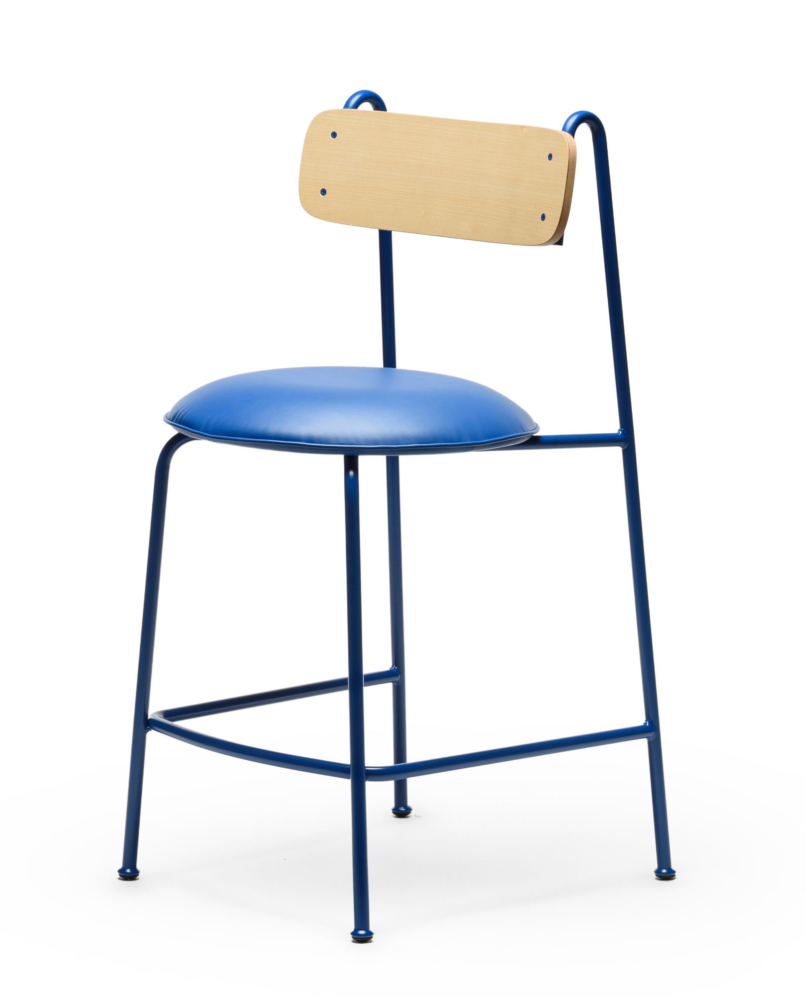 Lena SG-65 Blauwe Essenhout Barkrukstoel