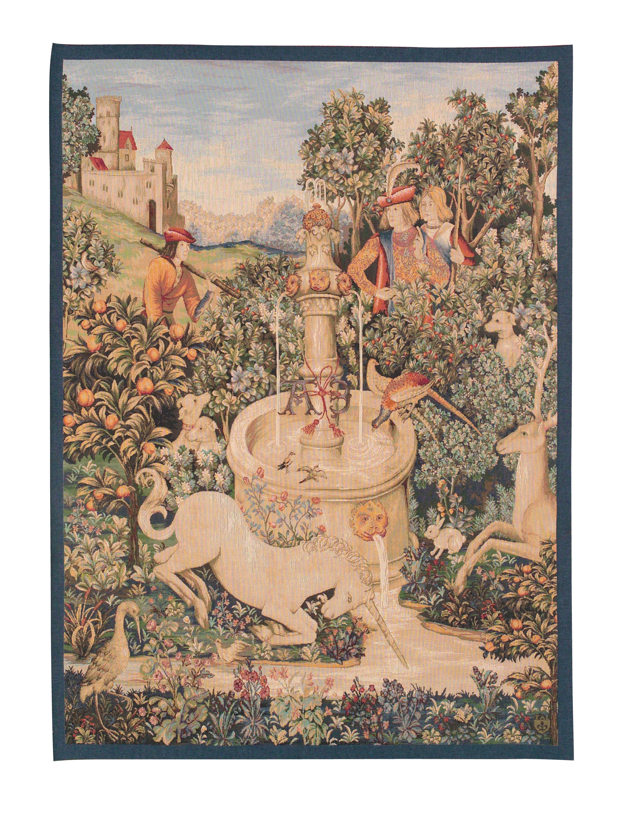 Unicorn at the Fountain wandtapijt | Maat: 75 × 150 cm