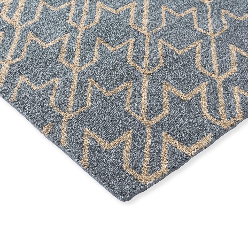 Houndstooth gewassen blauw outdoor tapijt | Maat: 250 × 350 cm