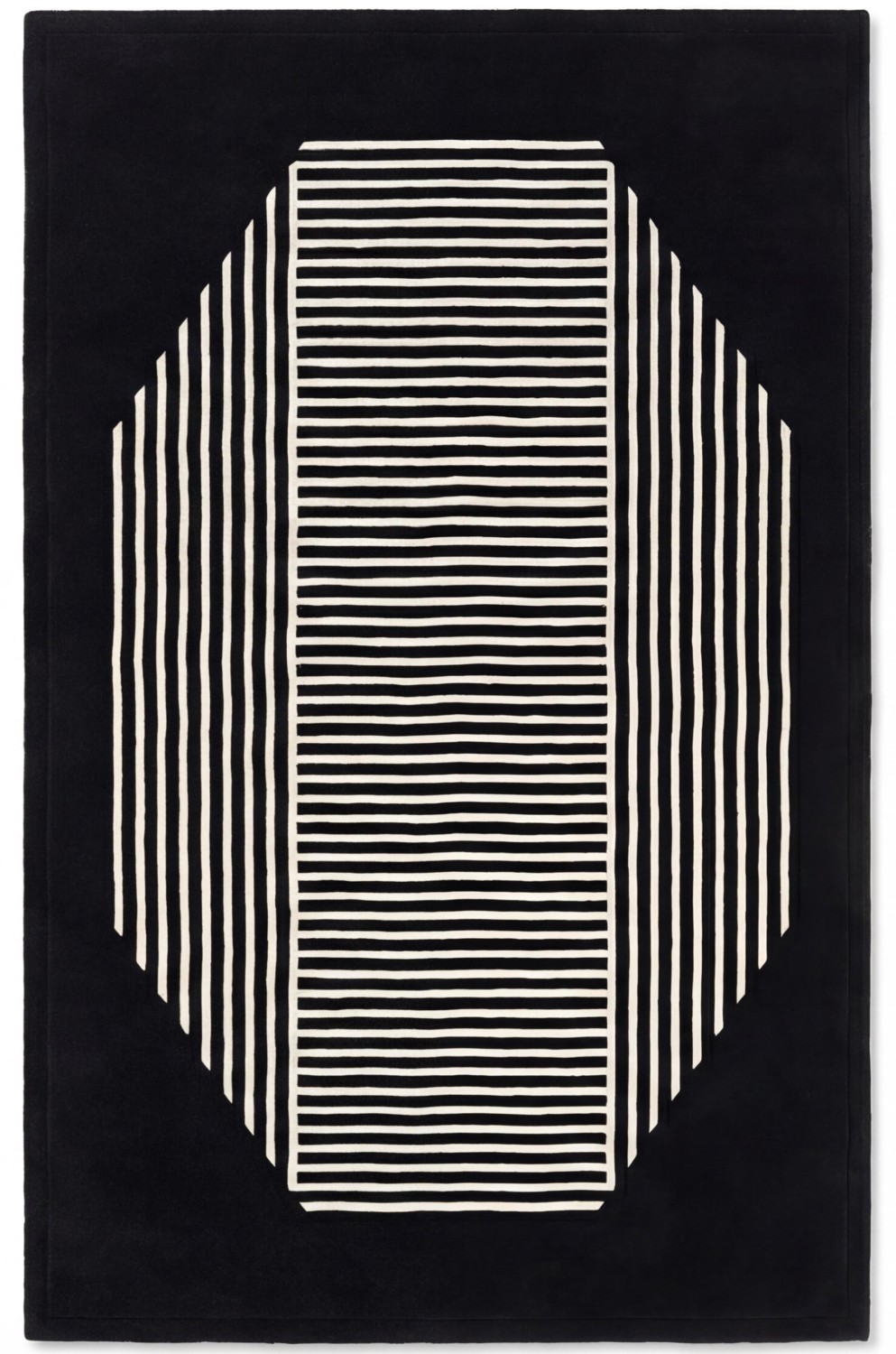 Octagon Lines Dark handgemaakt vloerkleed