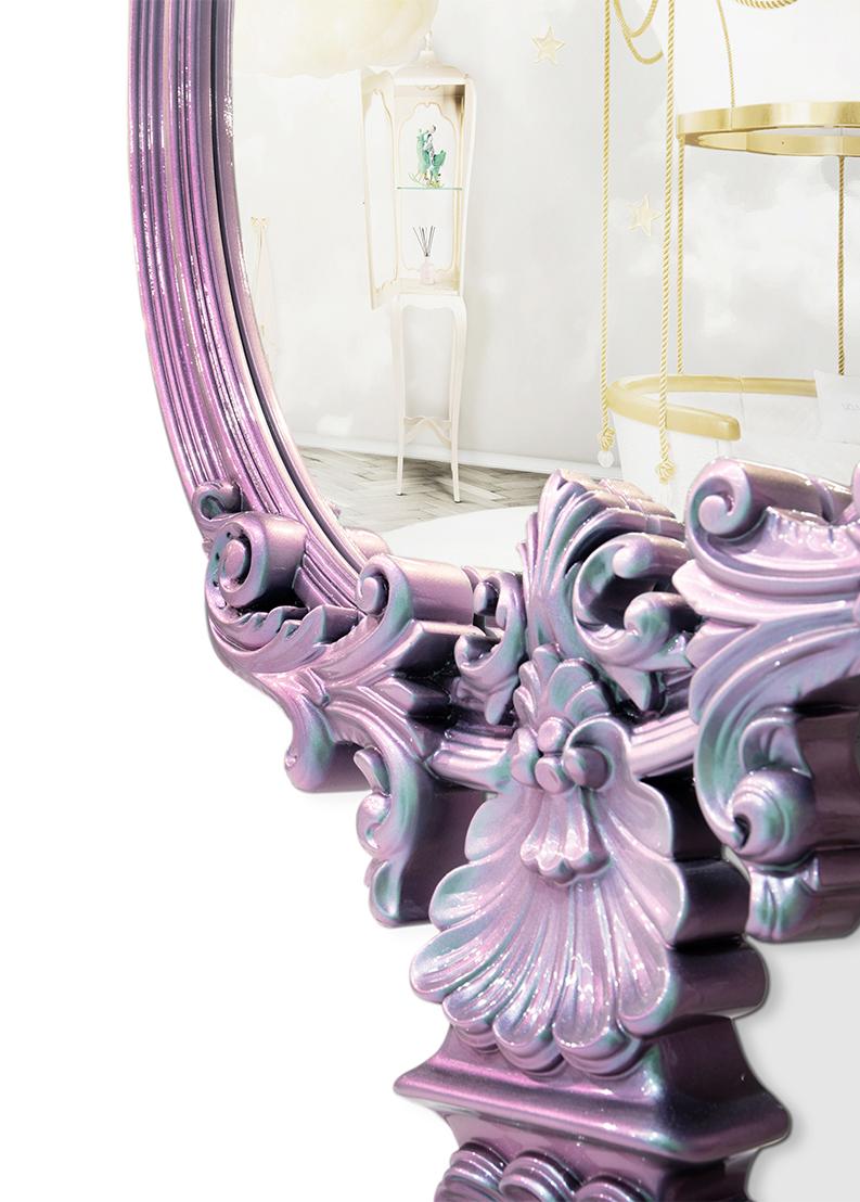 Mystic Chameleon roze wandspiegel