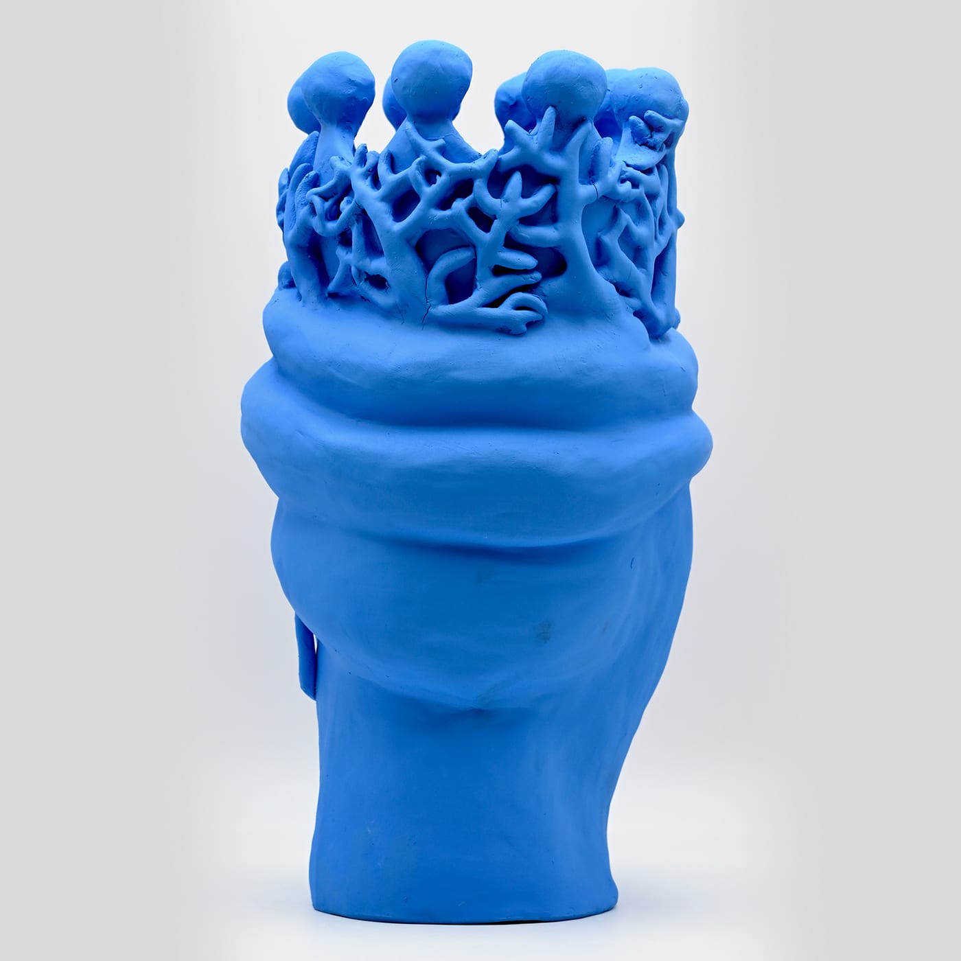 Moor's Head lichtblauwe handgemaakte sculptuur