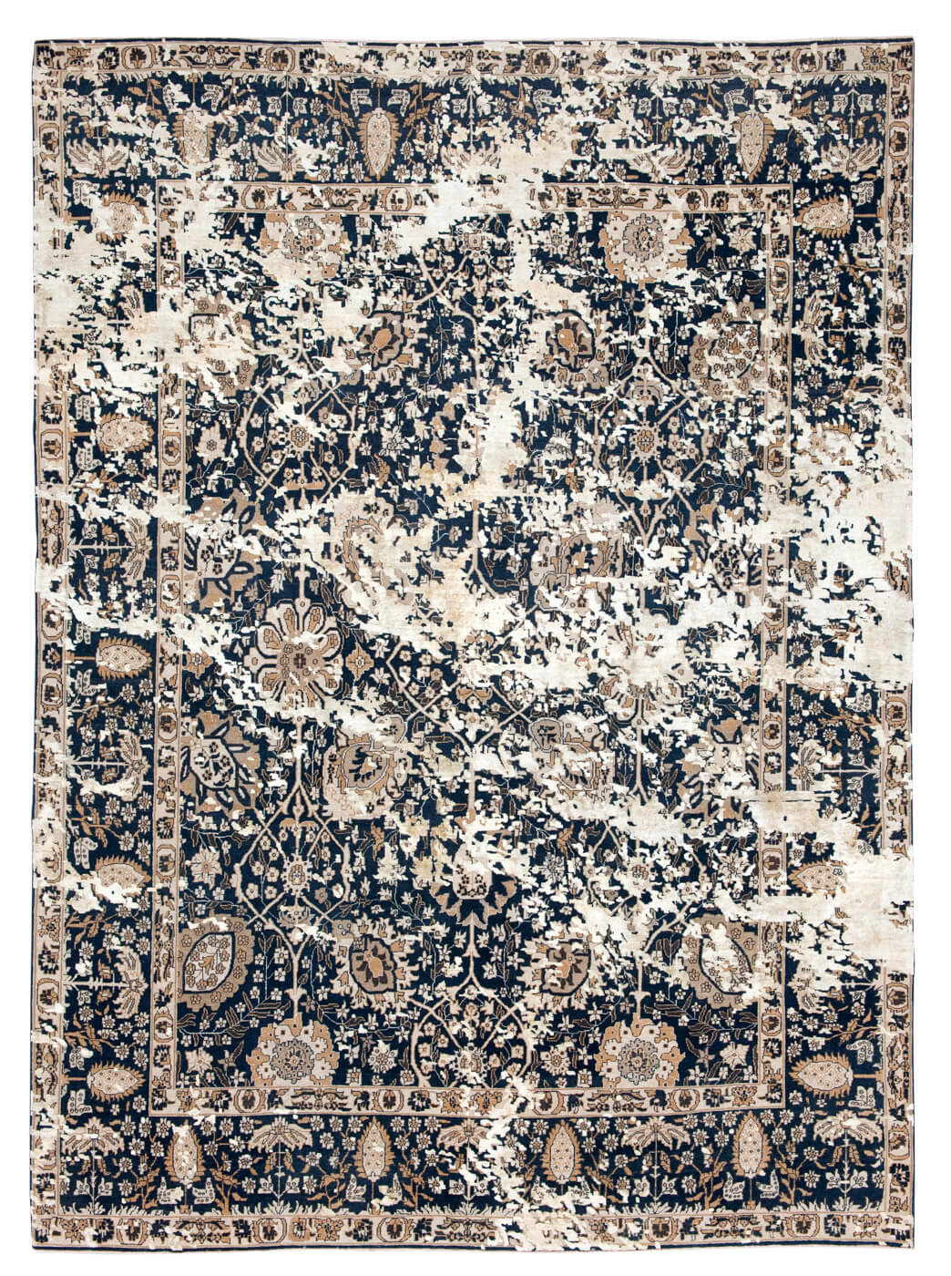 Tabriz riverside sky zwart beige zijde tapijt | Maat: 300 × 400 cm