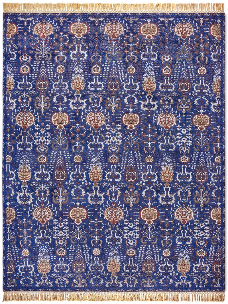 Isfahan Blue handgemaakte luxe vloerkleed