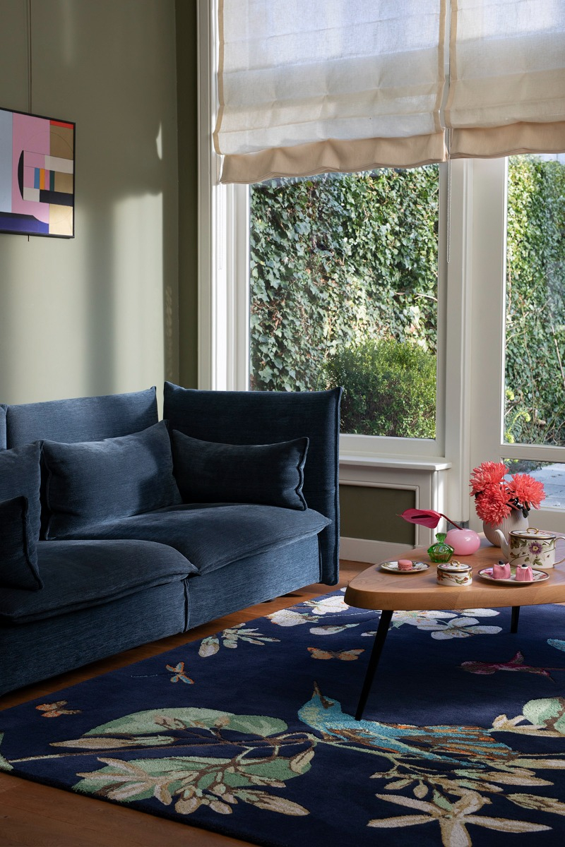 Hummingbird marineblauw tapijt | Maat: 200 × 280 cm