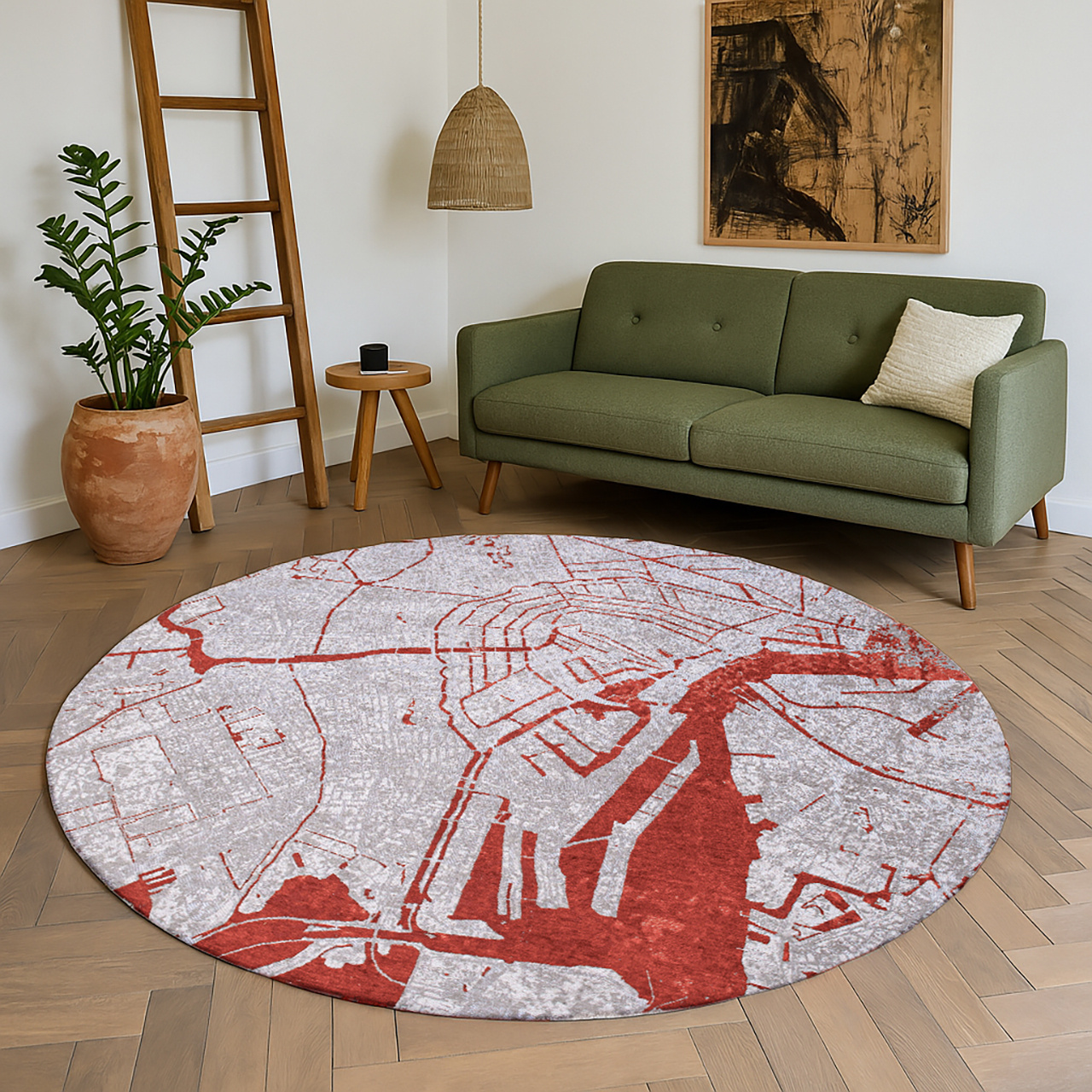 Orange Cut rond tapijt | Maat: Ø 240 cm
