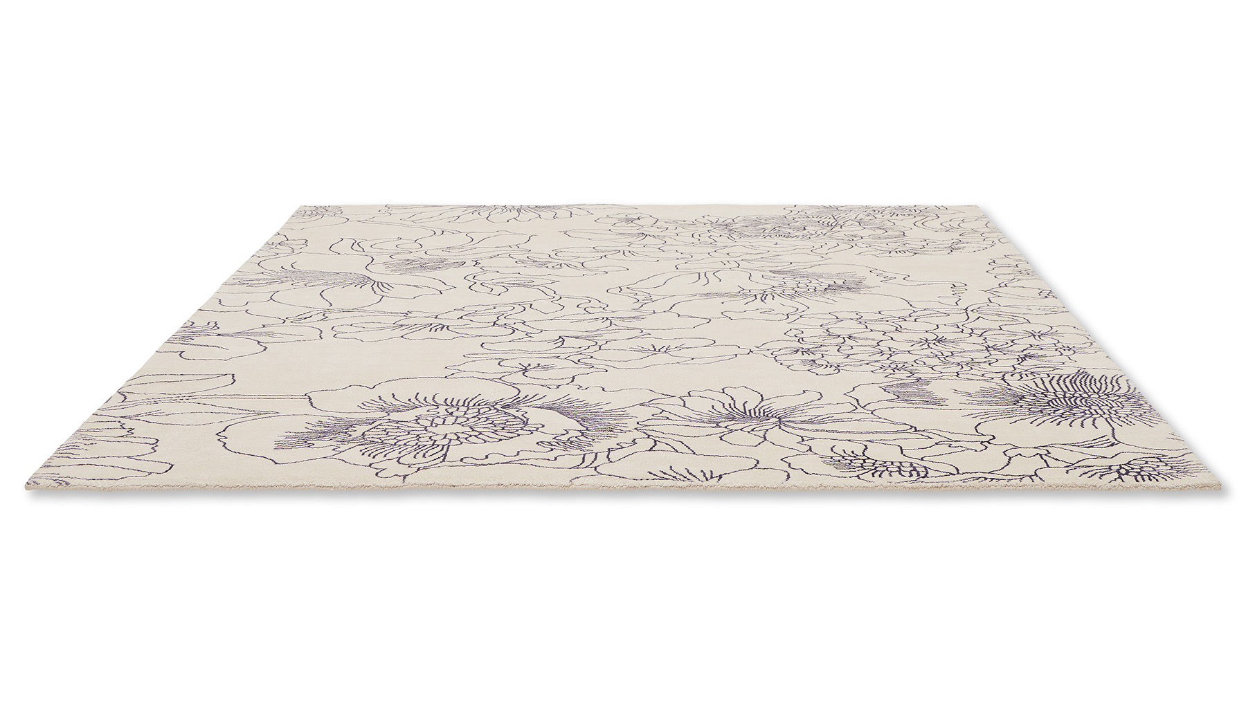 Linear floral blauw tapijt