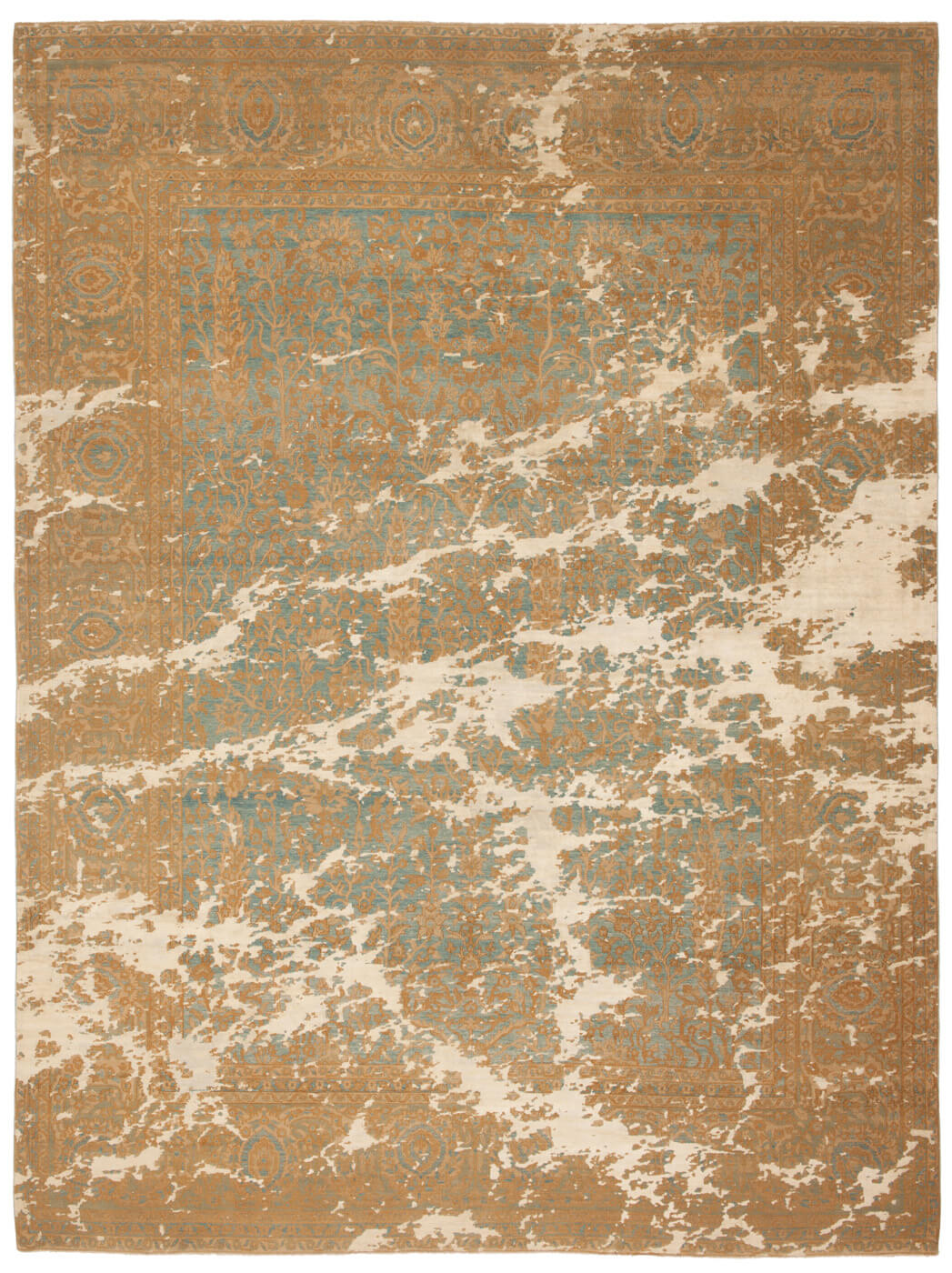 Tabriz wooster sky lichtblauw goud zijde tapijt