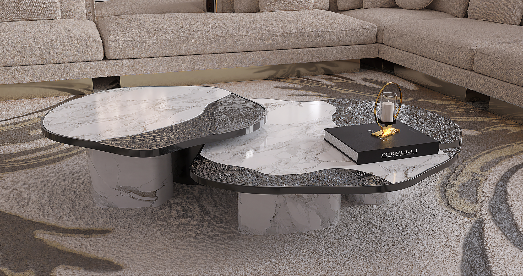 Athena Calacatta marmer en onyx tafelset