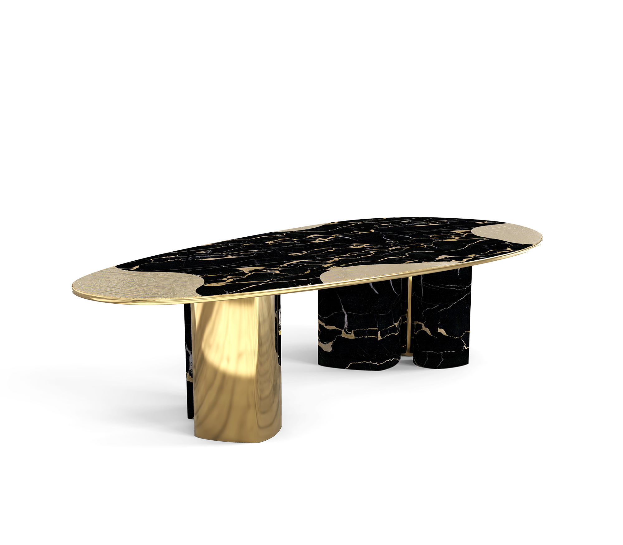 Athena Portoro marmer en gouden eettafel