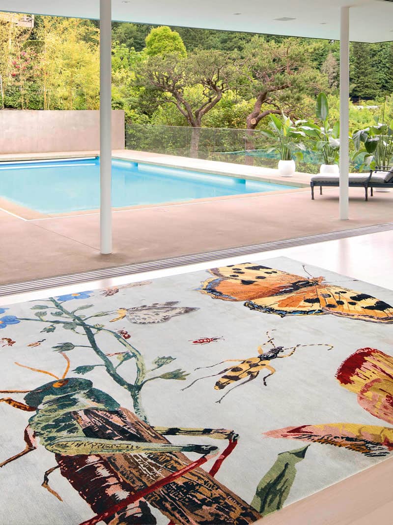 Grasshopper handgeweven tapijt