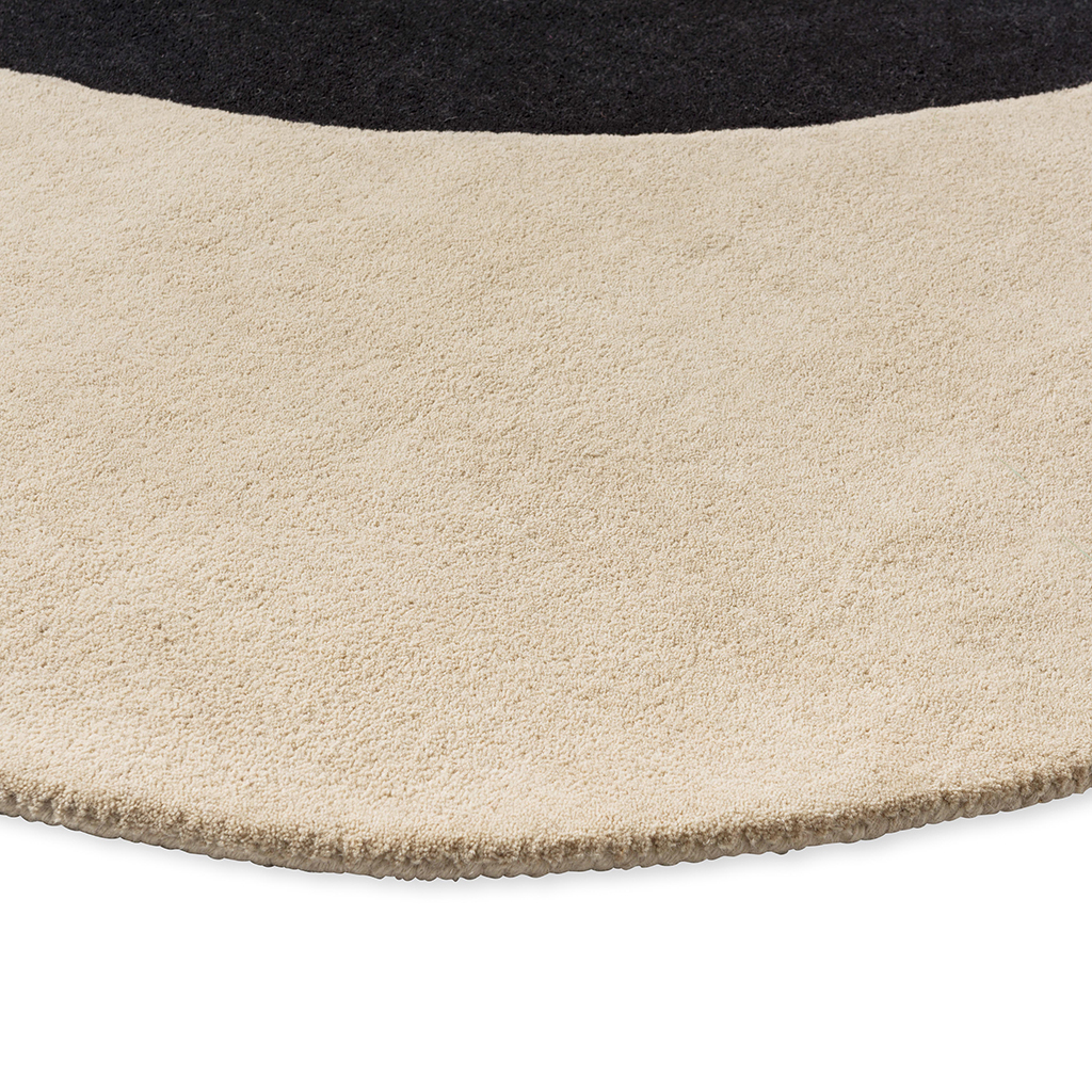 Flower spot ecru/zwart designer wol tapijt | Maat: Ø 150 cm