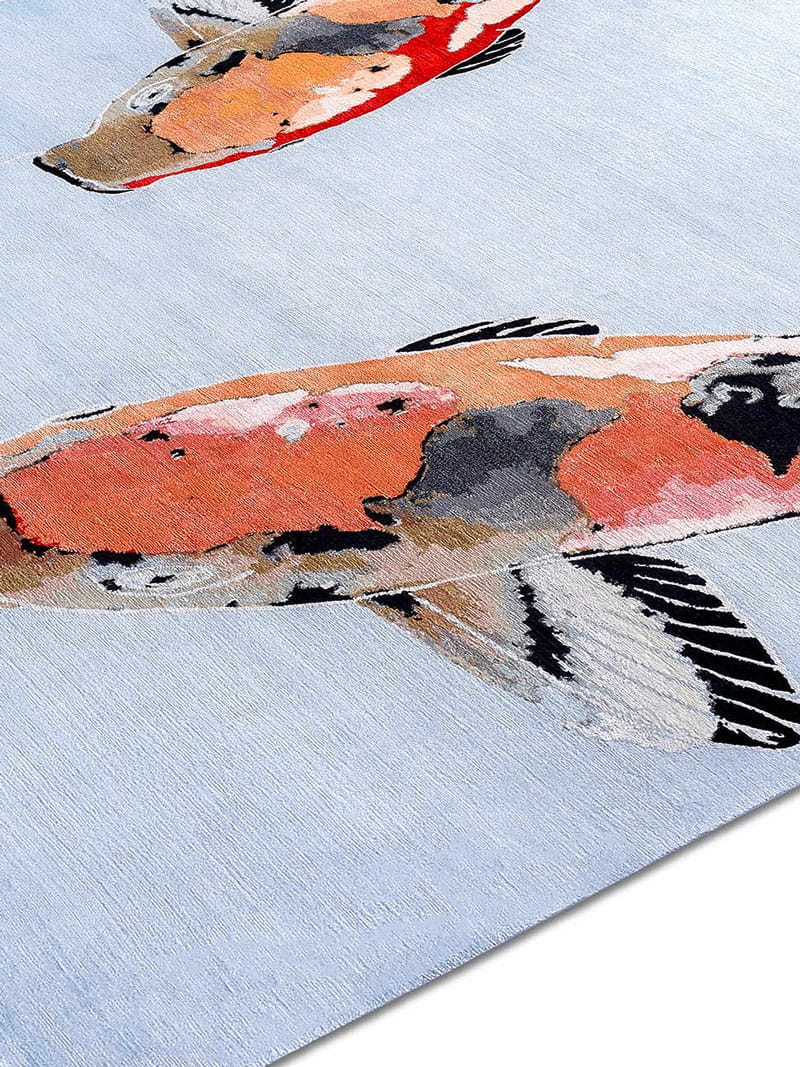 Fish Orange luxe handgeknoopt vloerkleed