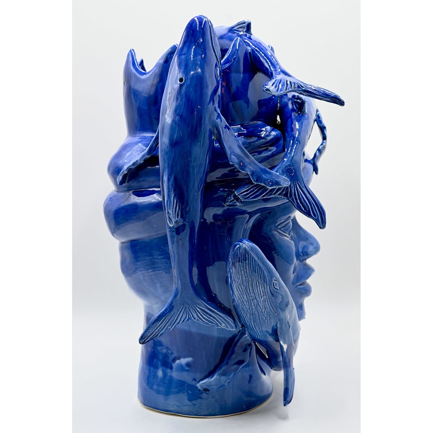 Moor's Head glanzendblauwe sculptuur