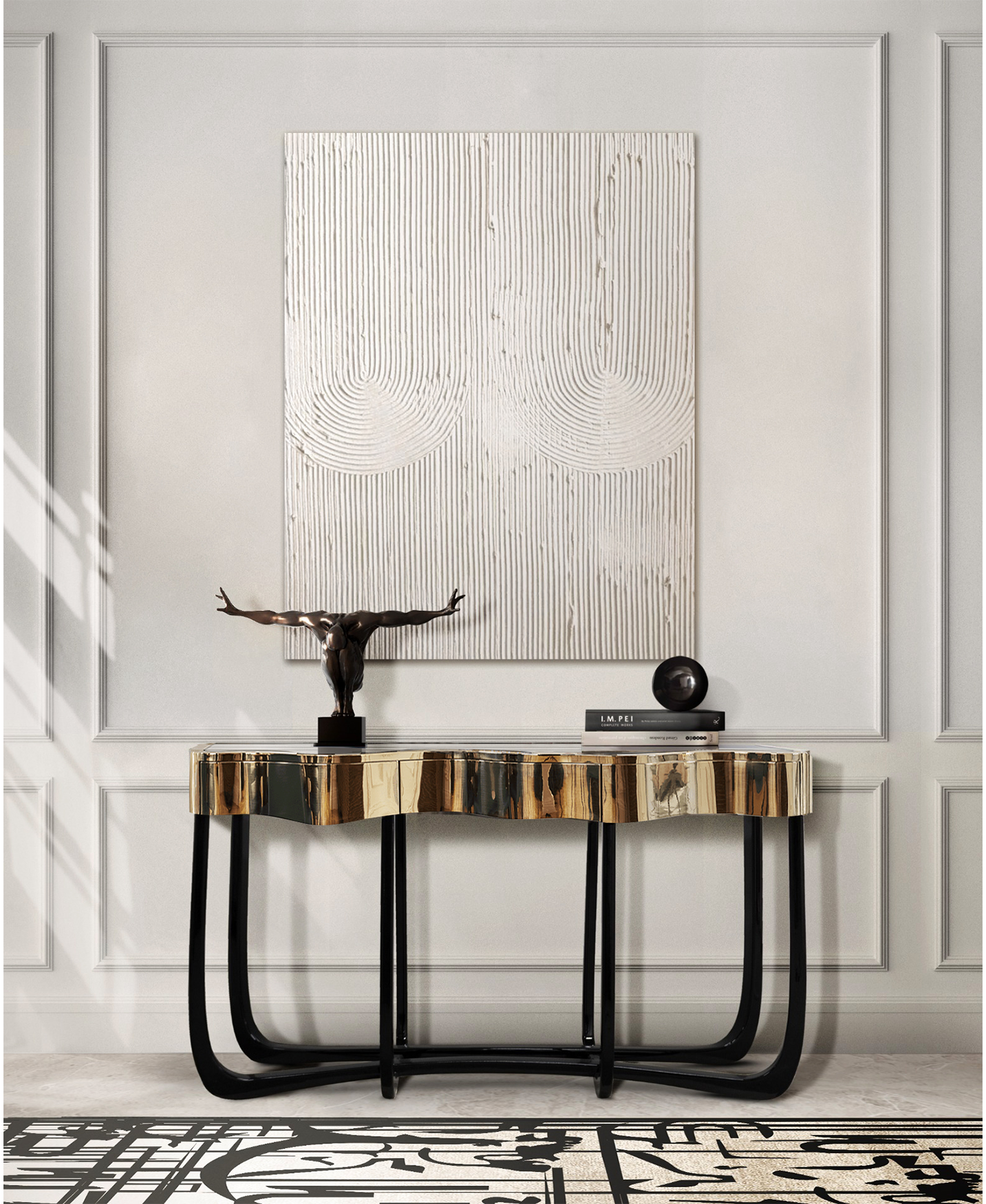 Serpentine gouden console