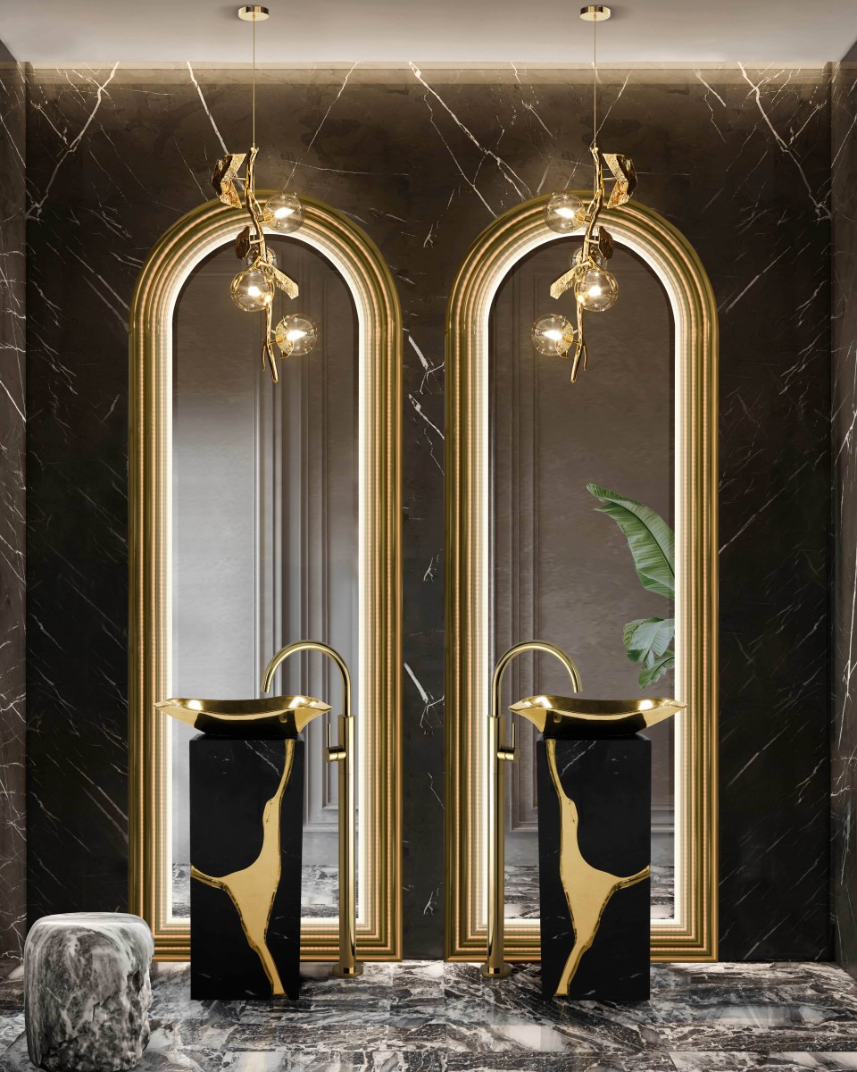 Versplinterd ontwerp zuil wastafel - 1