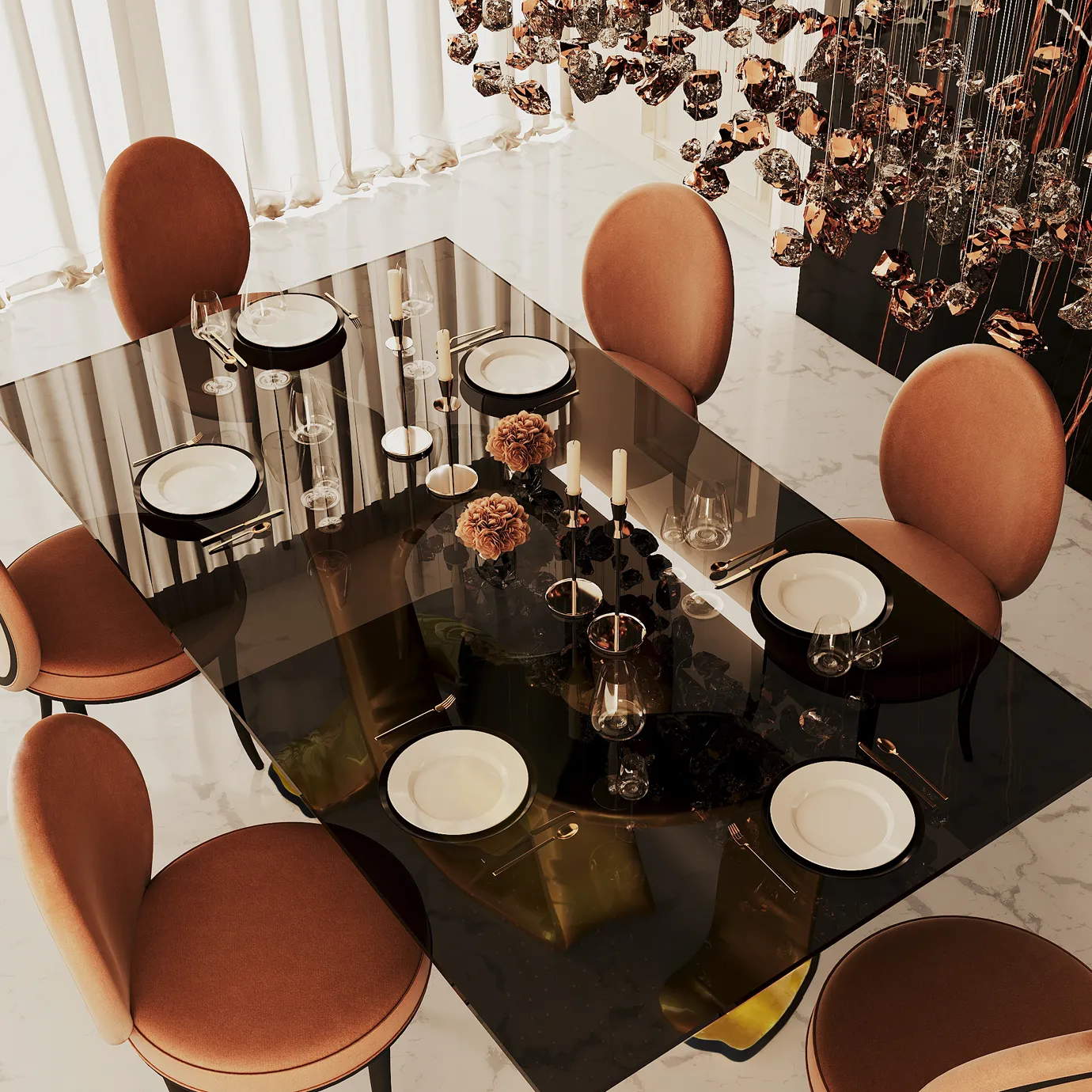 Ribbon goudblad eettafel