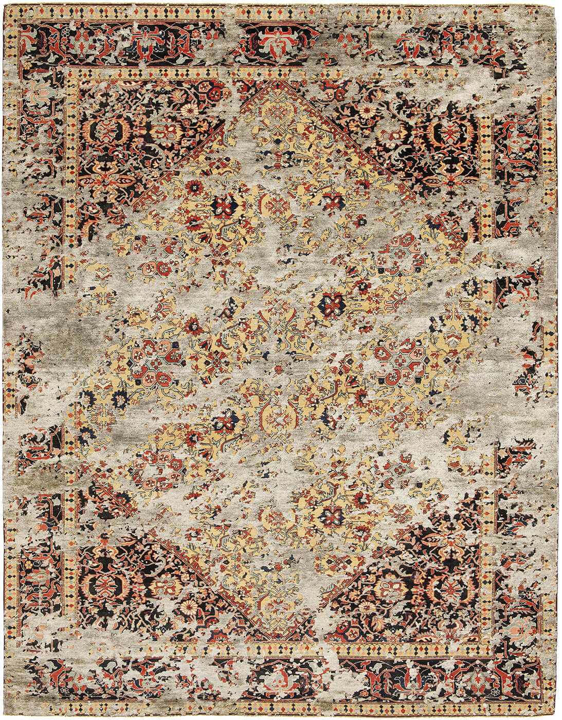 Serapi queensbury double sky geel d zijde vloerkleed | Maat: 200 × 300 cm