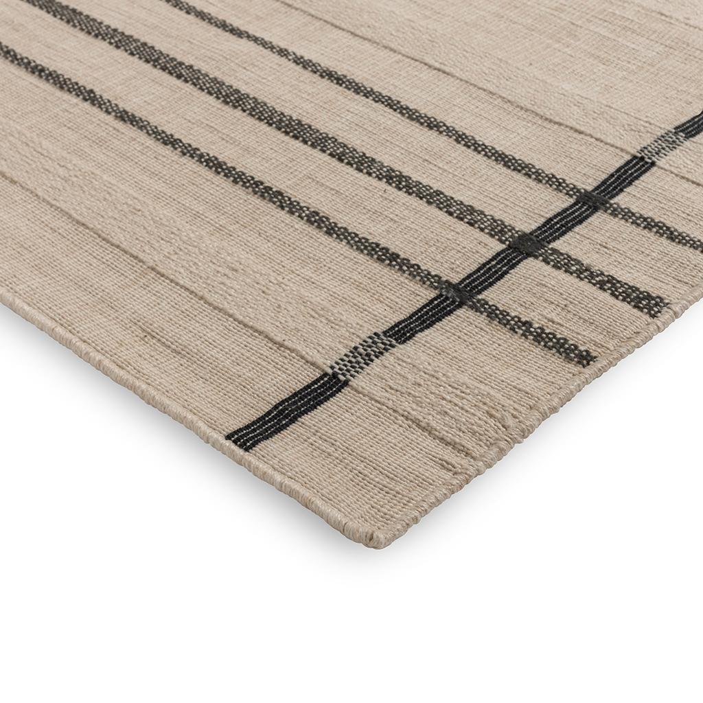 Zona charcoal lijn outdoor tapijt | Maat: 200 × 280 cm