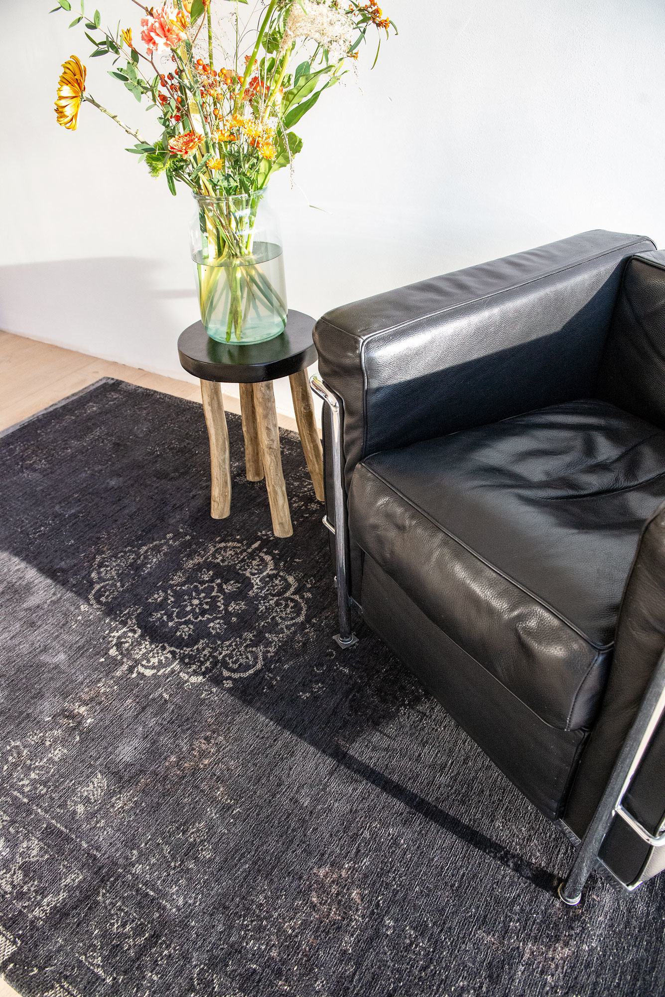 Vintage Style Mineral Black tapijt | Maat: 200 × 280 cm