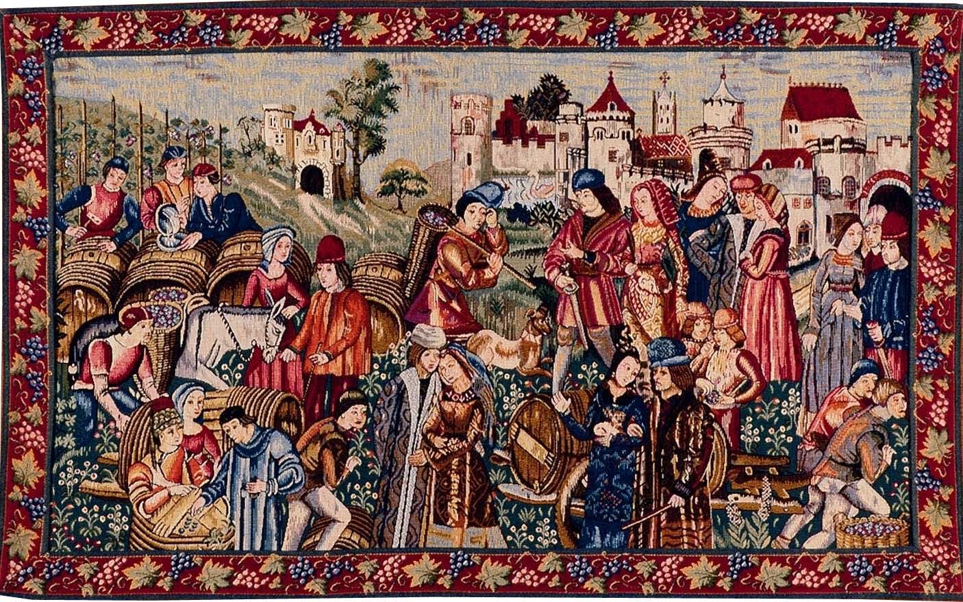 Wine Market wandtapijt met rand | Maat: 50 × 85 cm