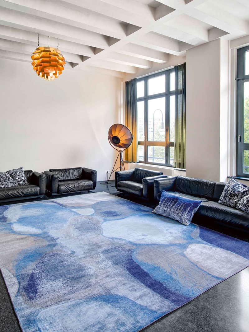 Blauw / grijs handgemaakte luxe tapijt | Maat: 250 × 300 cm