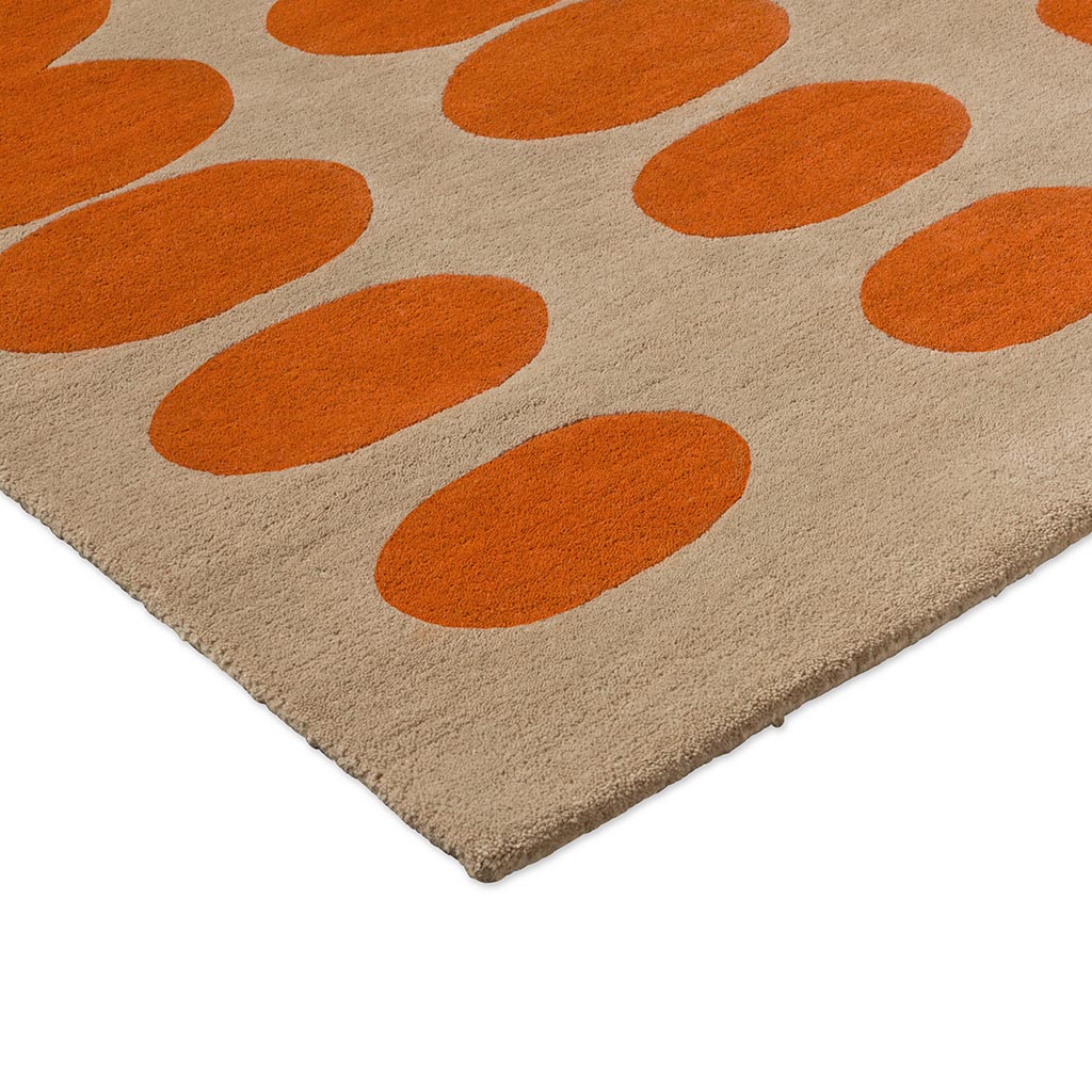 Optical Oval Orange/Sand vloerkleed | Maat: 120 × 180 cm