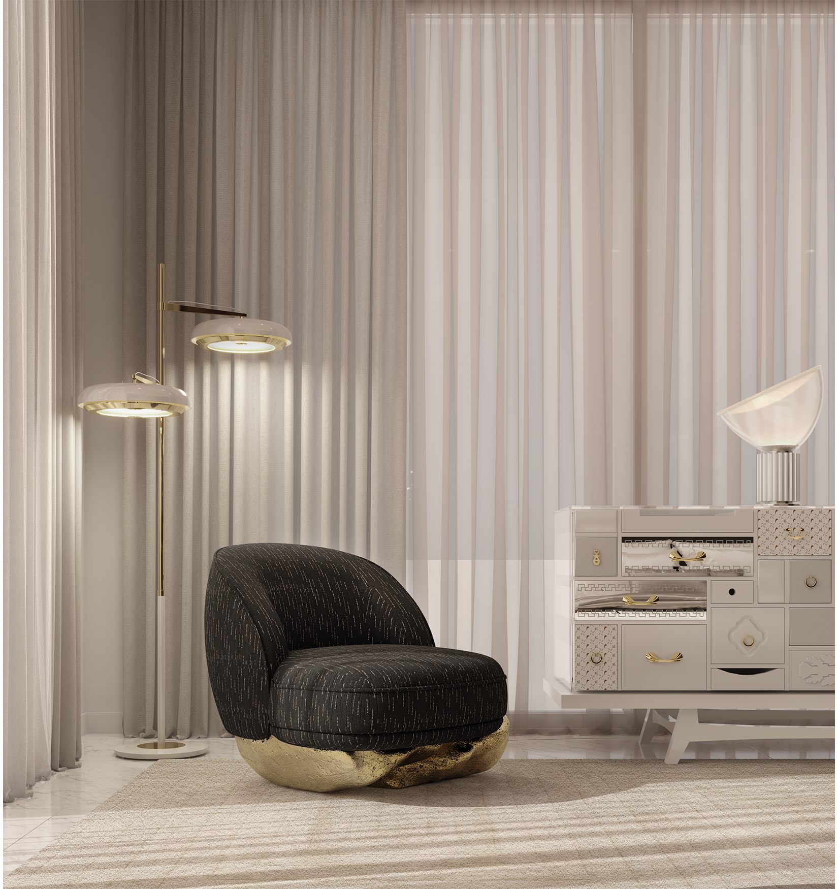 Angora zwarte fauteuil