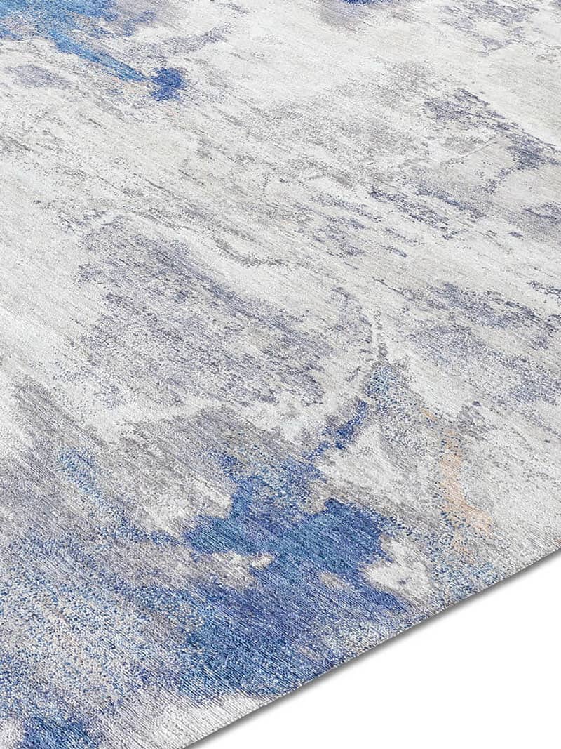 Blauw / zand handgeknoopt tapijt | Maat: 365 × 457 cm