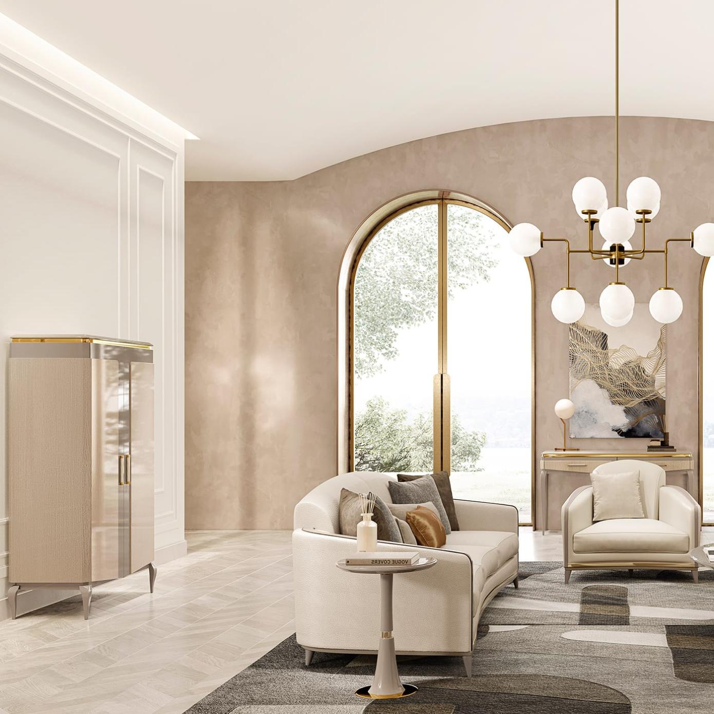 Prestige beige bijzettafel | Afmetingen: Ø 45 × H 49 cm