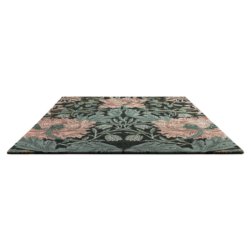 Honeysuckle & Tulip Teal vloerkleed | Maat: 140 × 200 cm