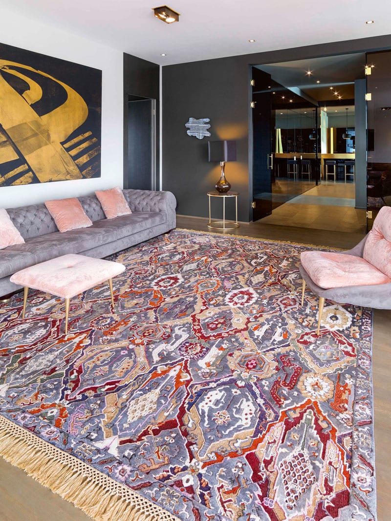 KavaBagh Charcoal handgemaakte luxe vloerkleed