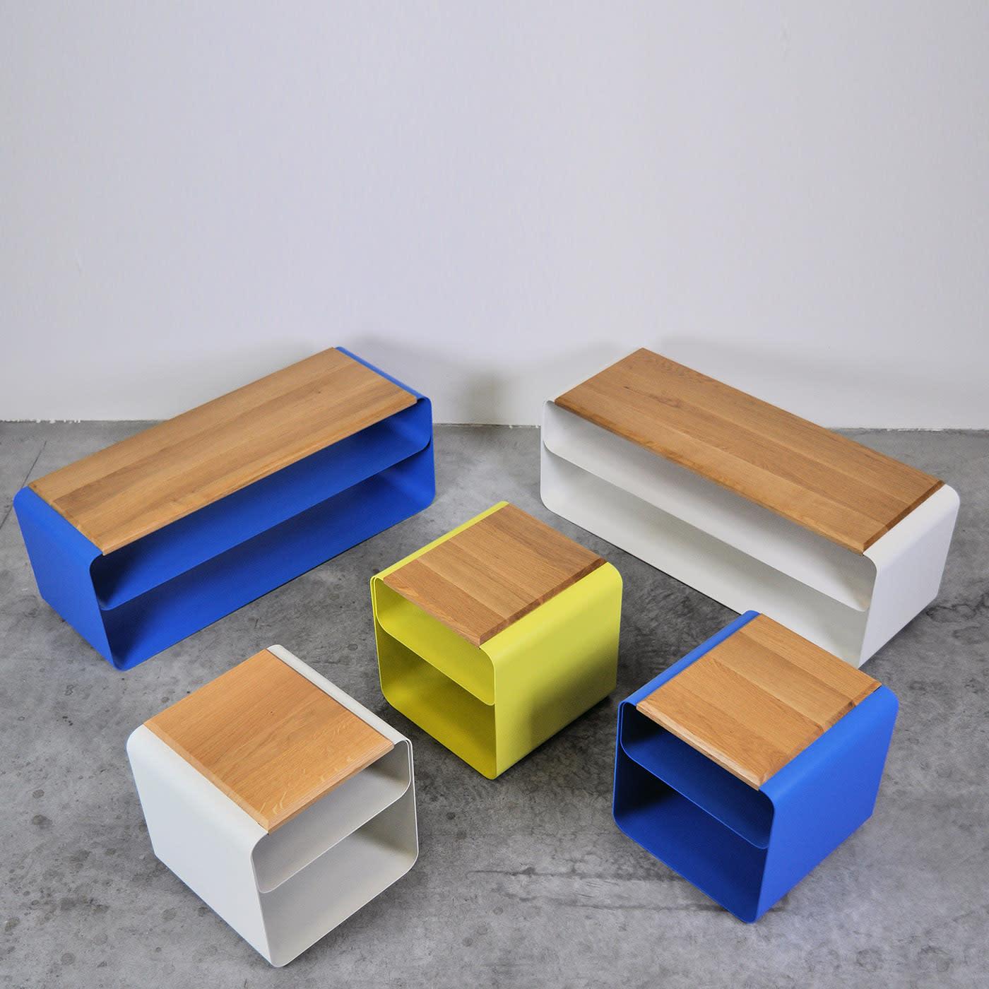 Minimalistische hout en metaal kruk - 1